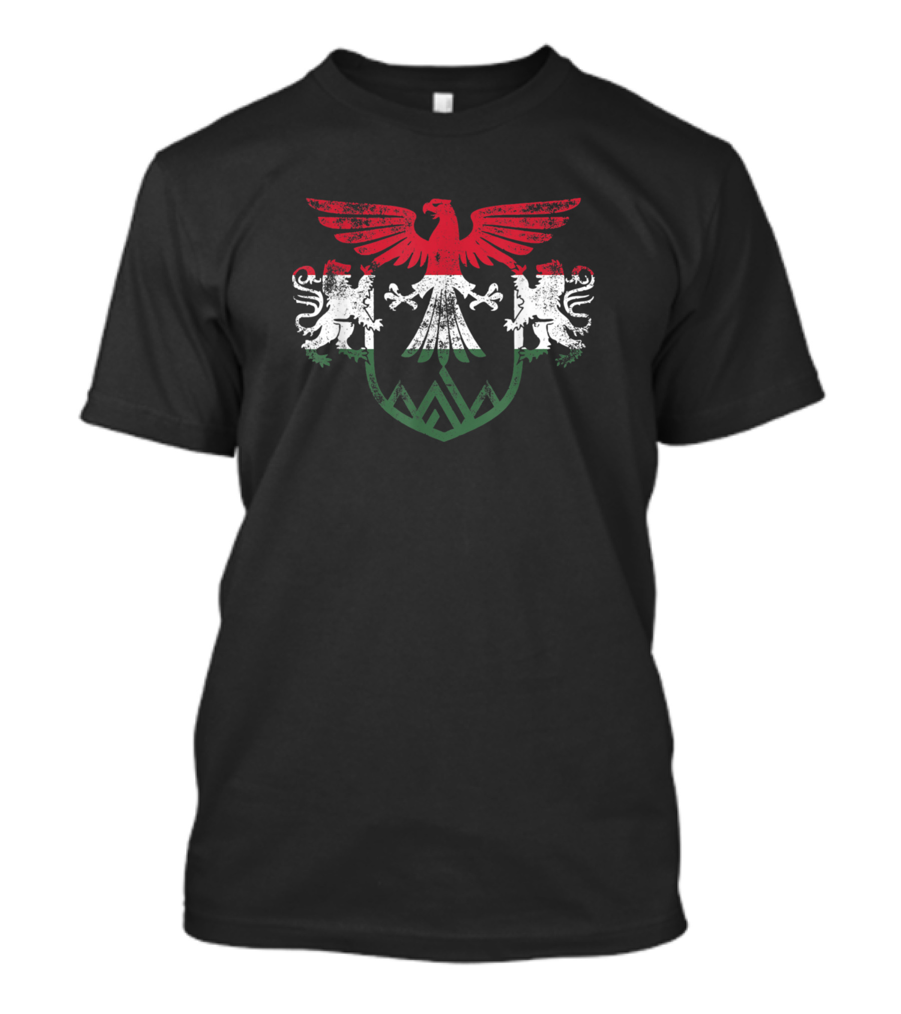 Hungary Lions And Eagle Symbol With Hungarian Flag Colors T-Shirt