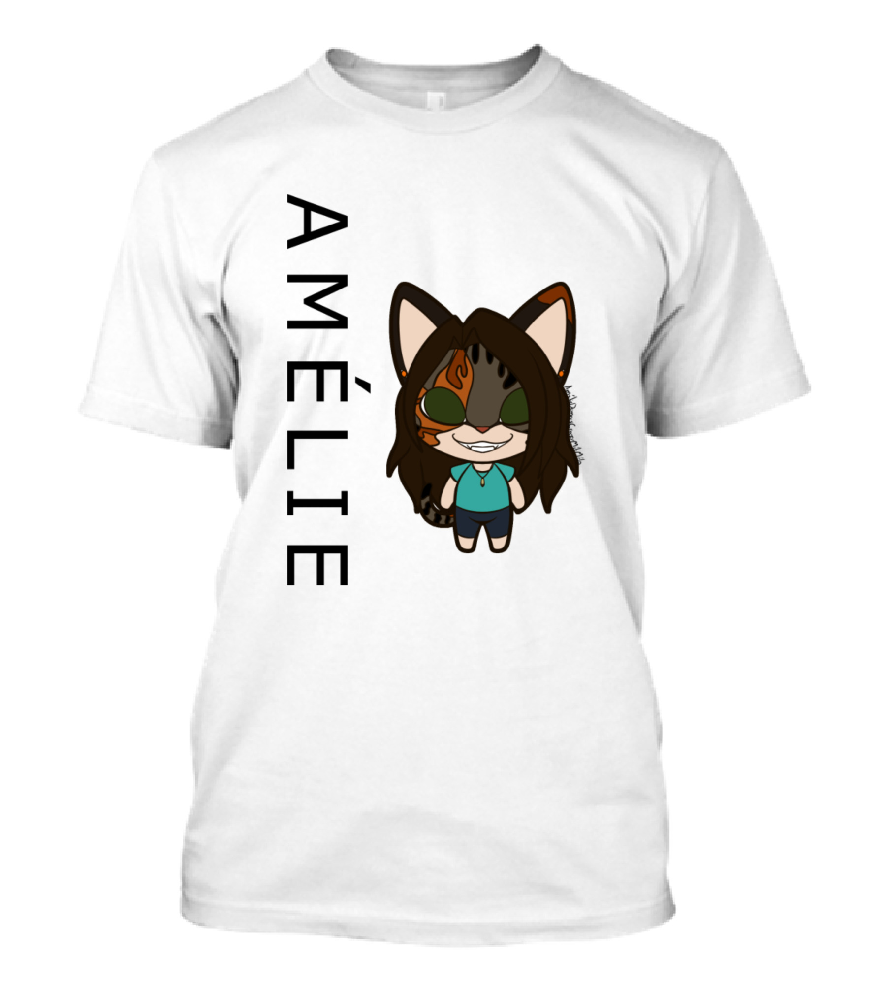 AMÉLIE Cat Character With Brown Hair And Glasses T-Shirt