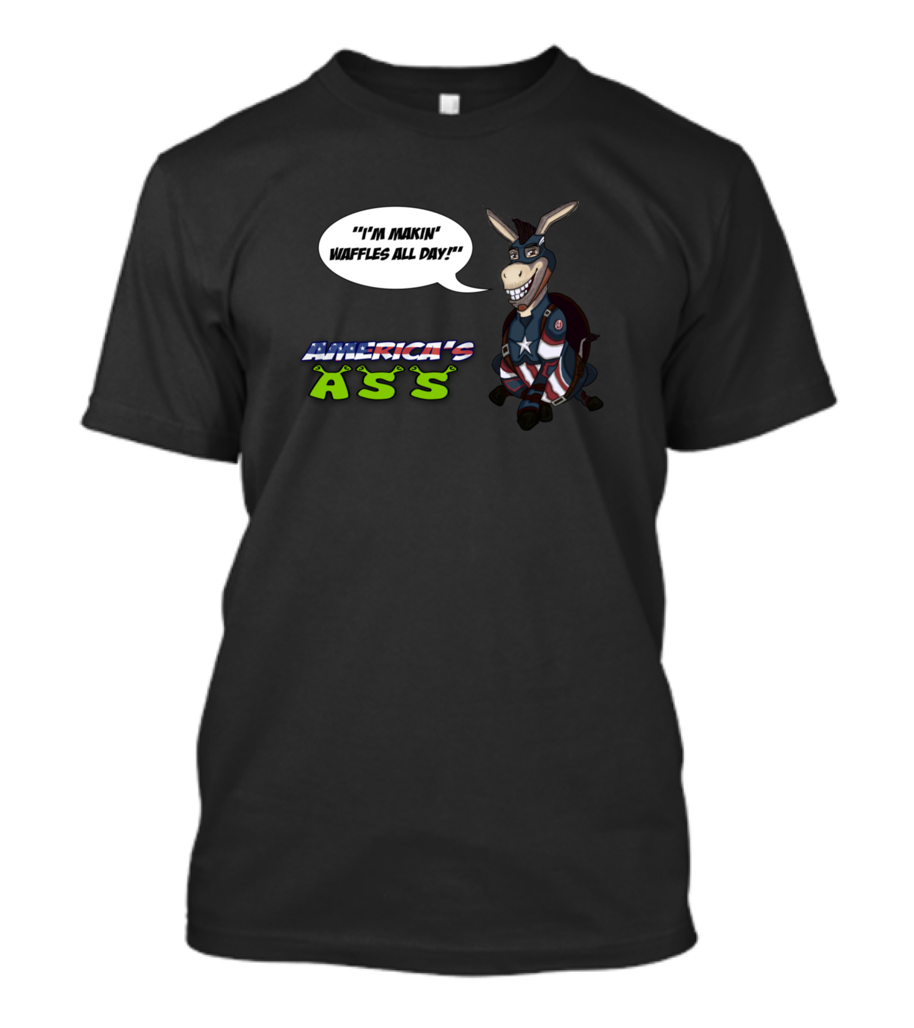 America's Ass Donkey In Superhero Suit I'm Makin' Waffles All Day T-Shirt