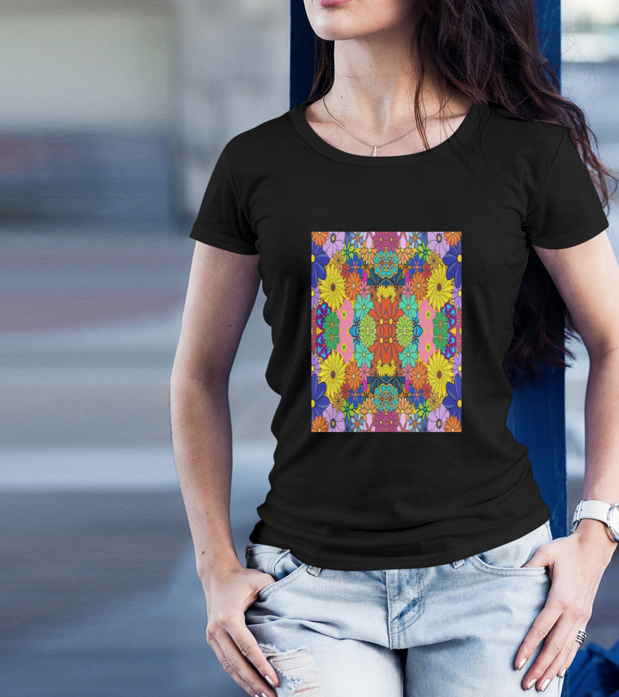 Vintage Hawaiian Flower Kaleidoscope T-Shirt