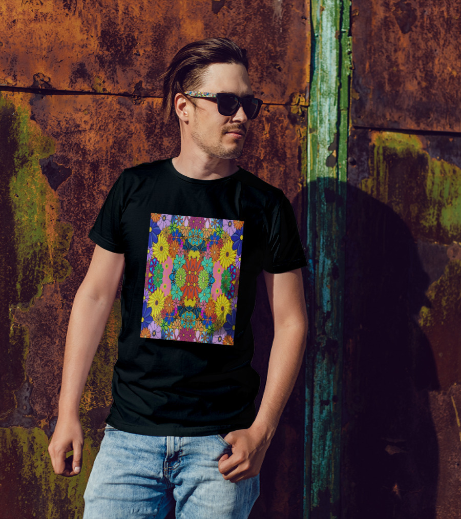 Vintage Hawaiian Flower Kaleidoscope T-Shirt