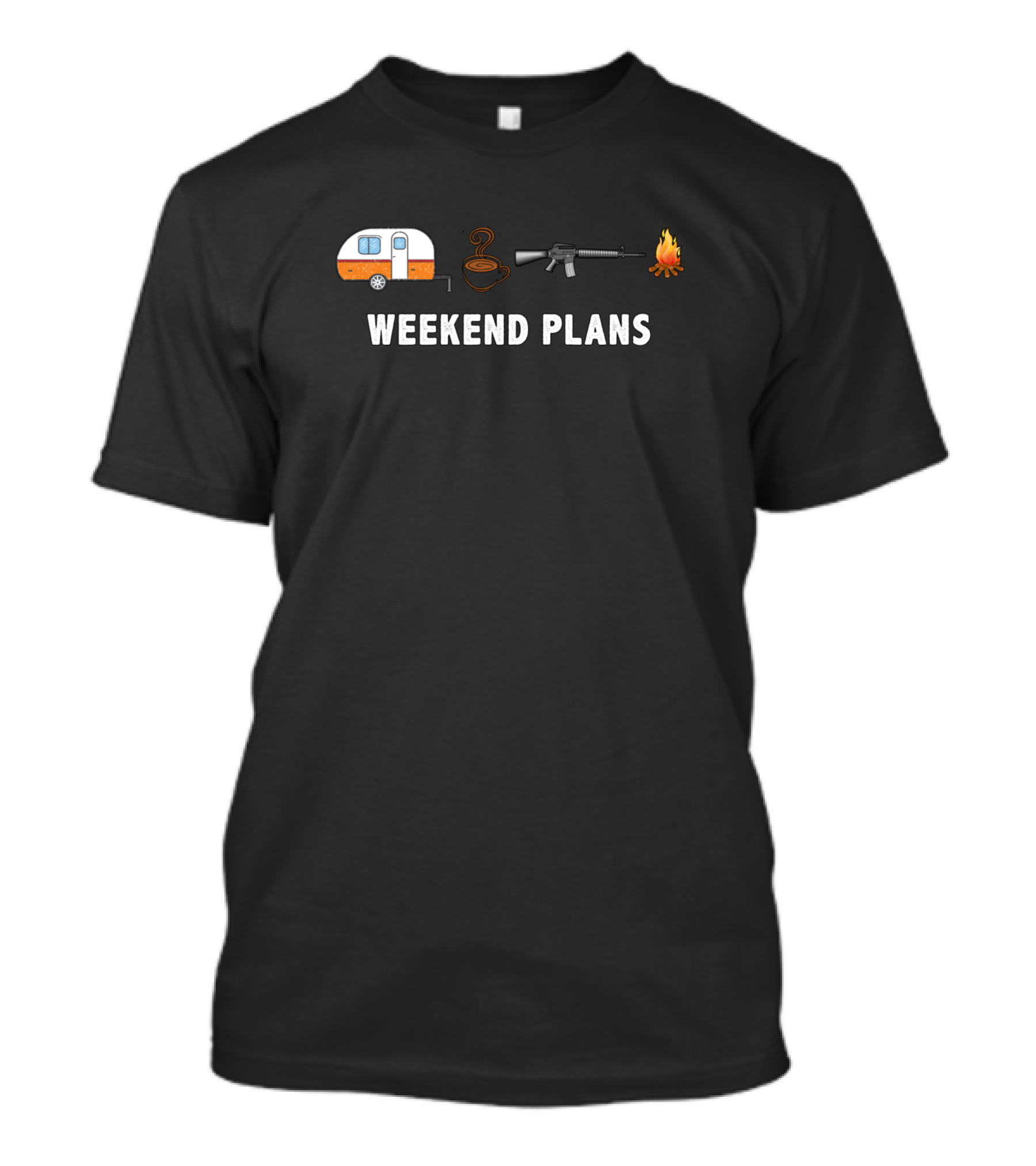 Weekend Plans Camper Coffee Rifle Campfire T-Shirt