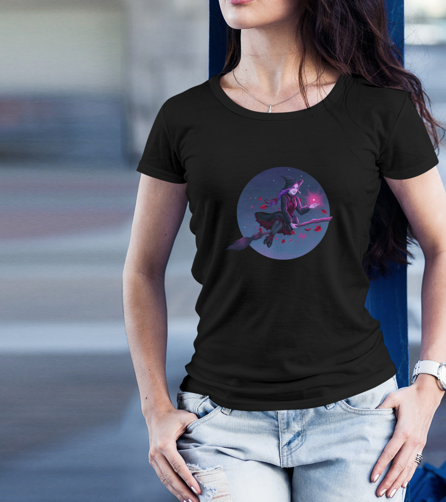 Witch Witch Witch Flying Broomstick Magic Circle T-Shirt