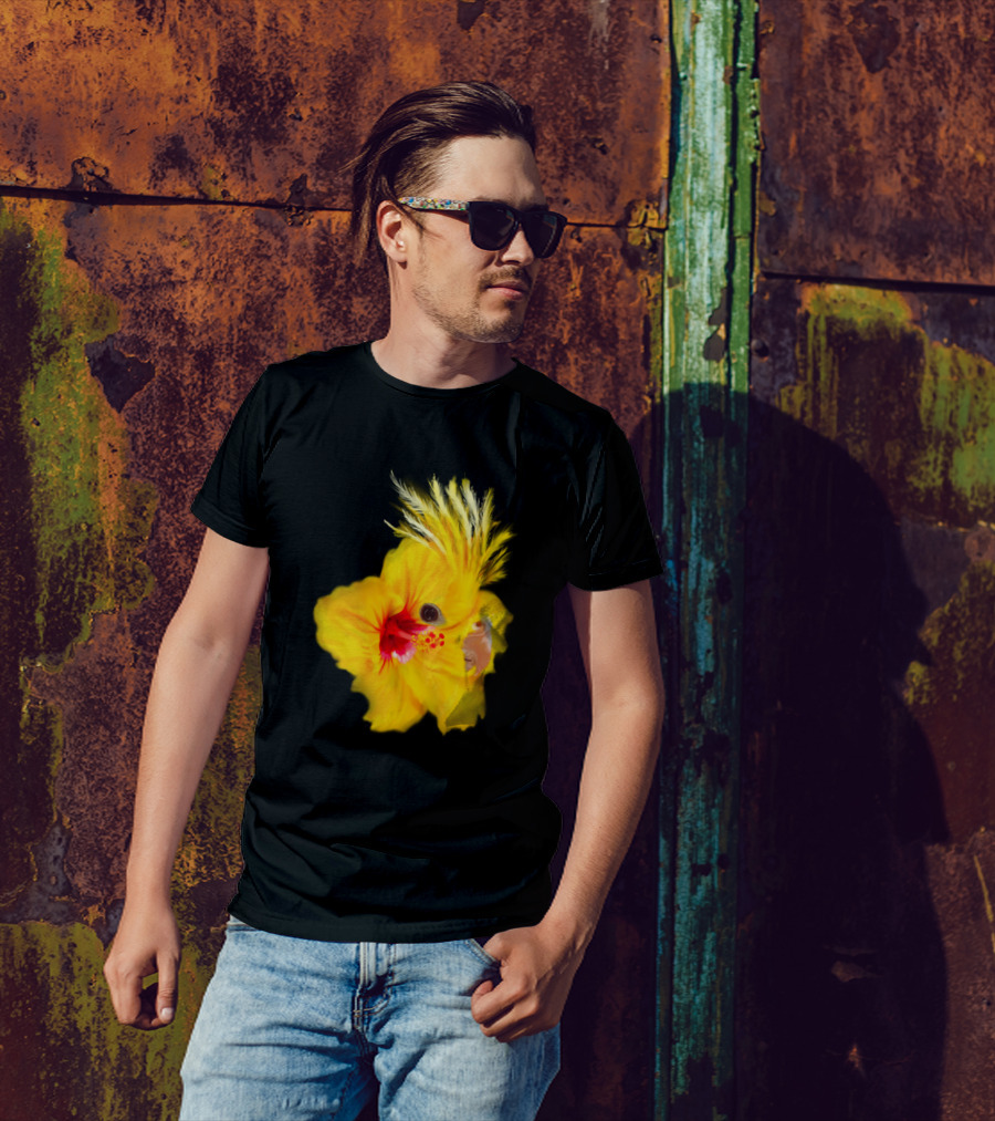 Yellow Cockatiel Hibiscus Fusion T-Shirt