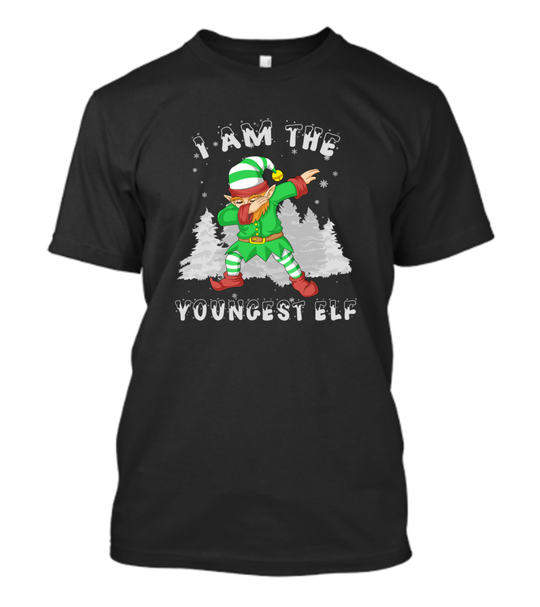 I Am The Youngest Elf Dabbing Christmas Scene T-Shirt