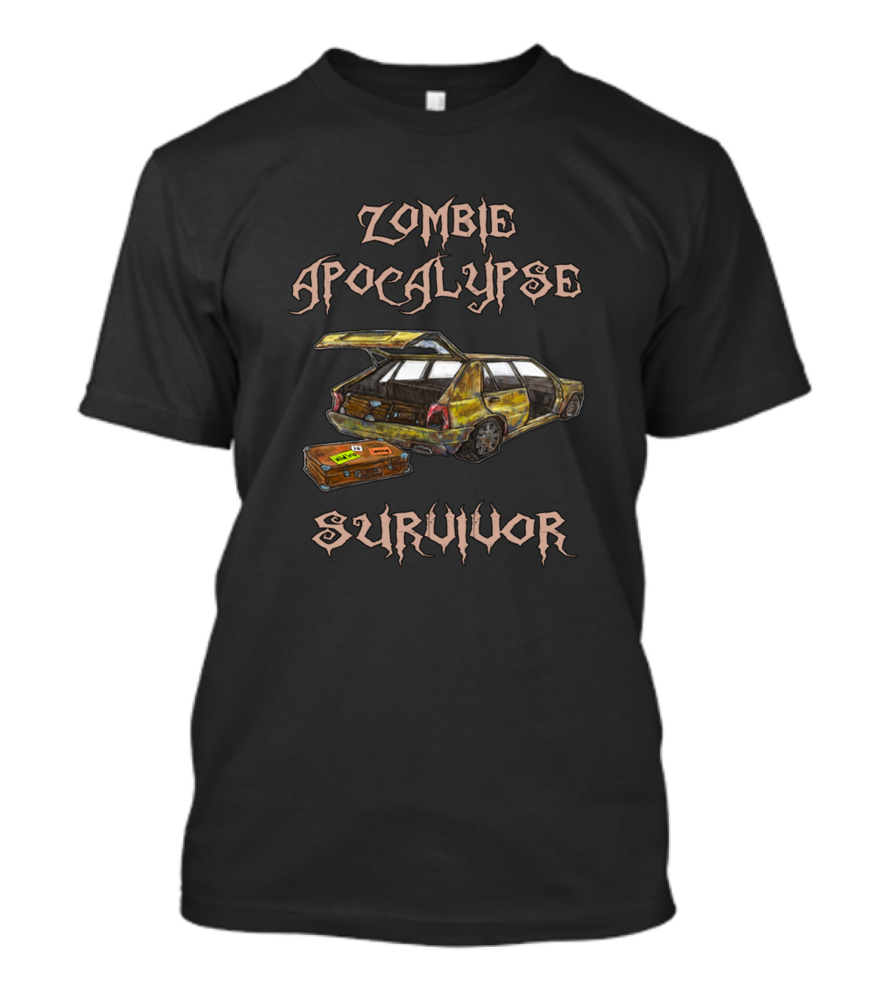 Zombie Apocalypse Survivor Car With Suitcase T-Shirt