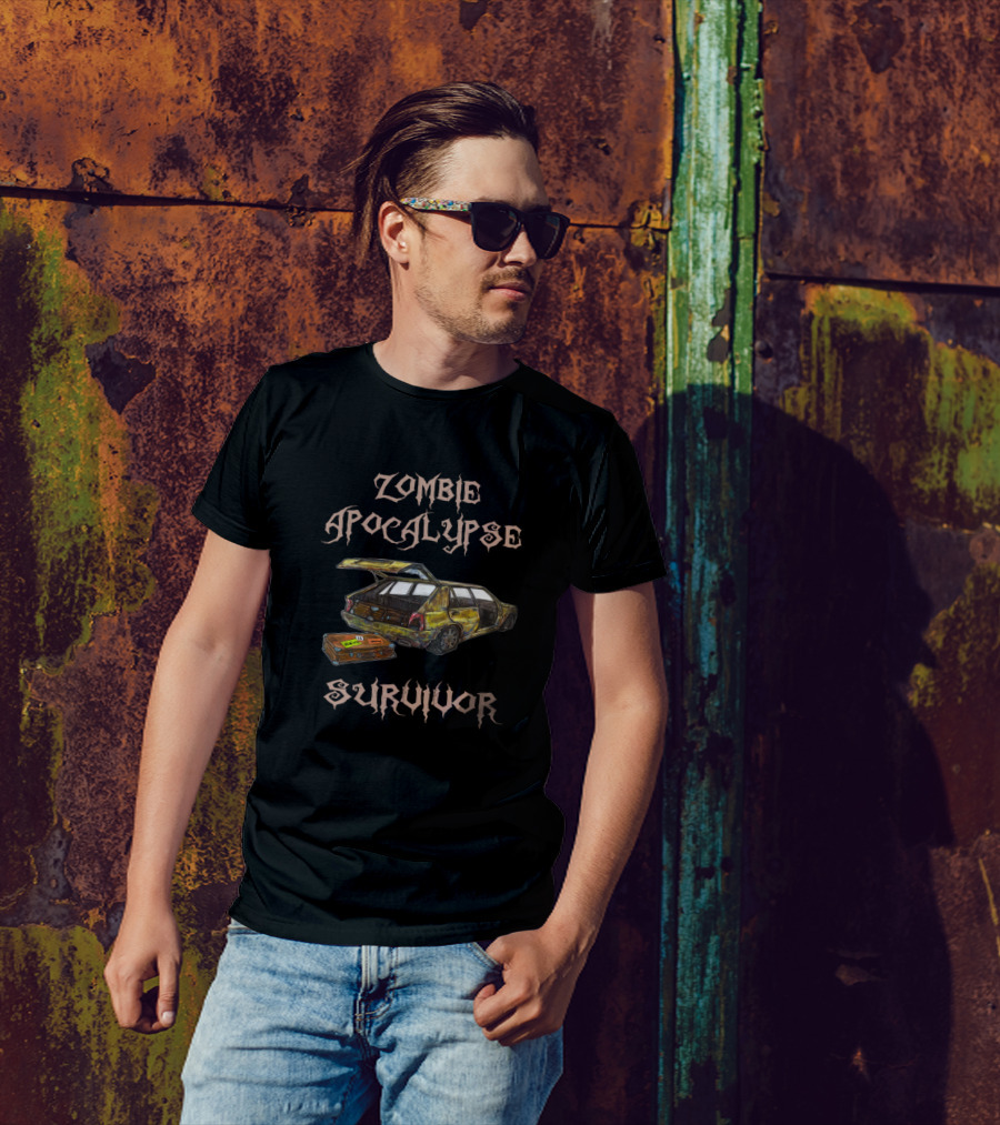 Zombie Apocalypse Survivor Car With Suitcase T-Shirt