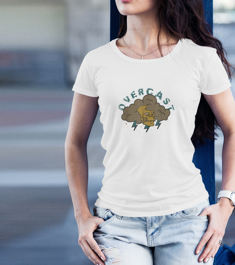 Overcast Skull With Thunderclouds Halloween Costume Trick Or Treat T-Shirt