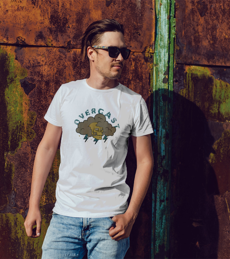 Overcast Skull With Thunderclouds Halloween Costume Trick Or Treat T-Shirt