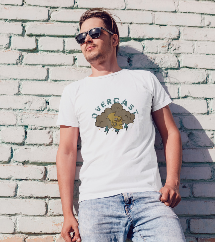 Overcast Skull With Thunderclouds Halloween Costume Trick Or Treat T-Shirt