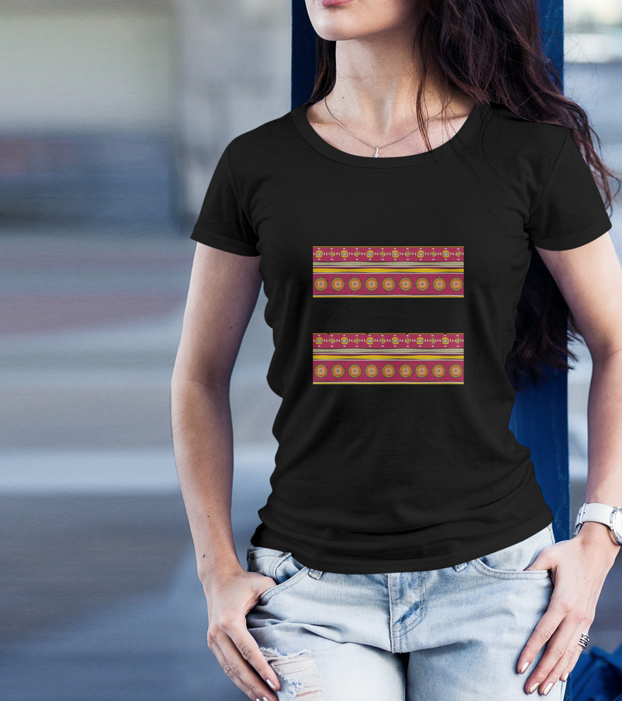 African Tribal Pattern Bold Colorful Geometric Motifs T-Shirt