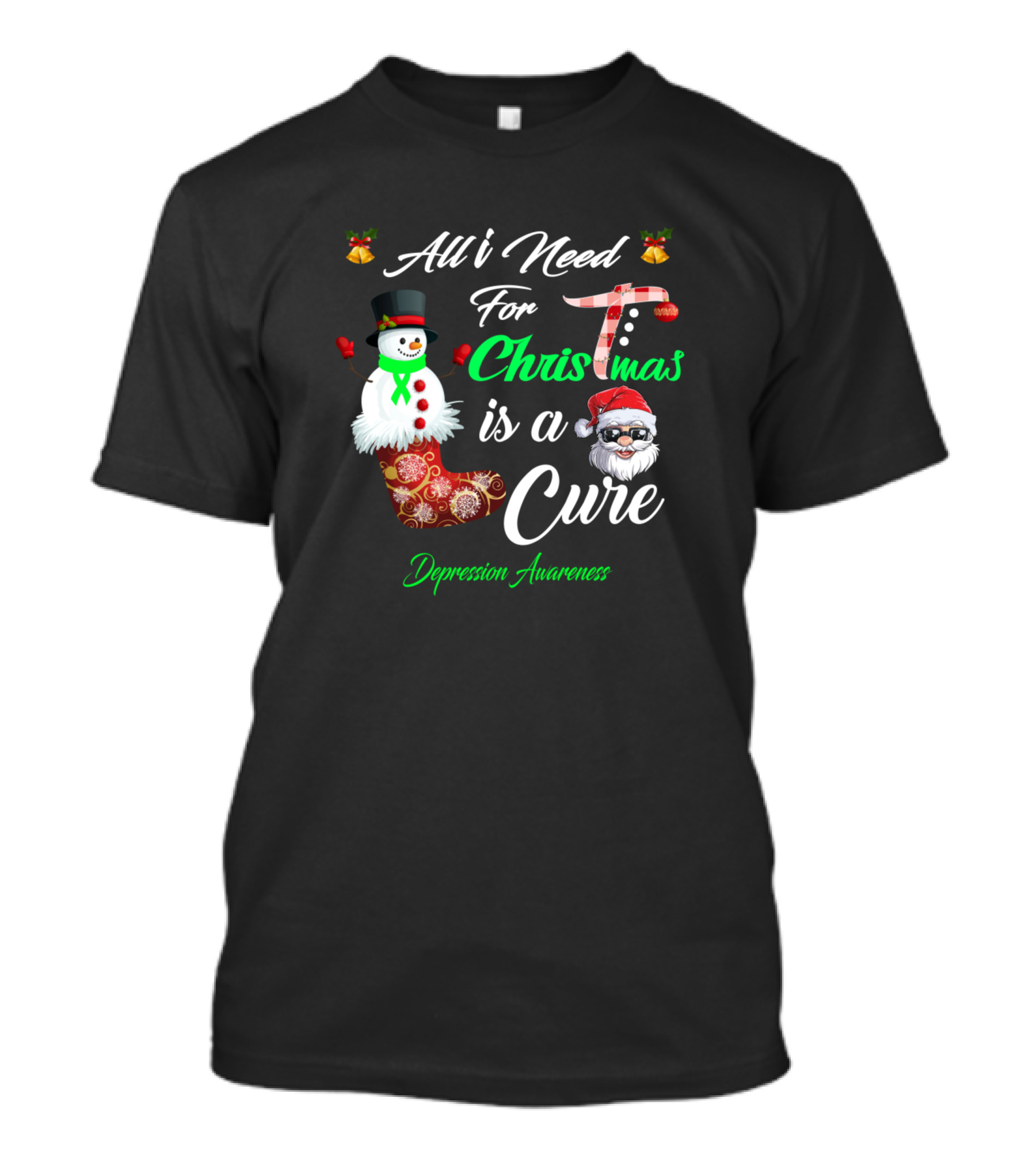 All I Need For Christmas Is A Cure Depression Awareness T-Shirt
