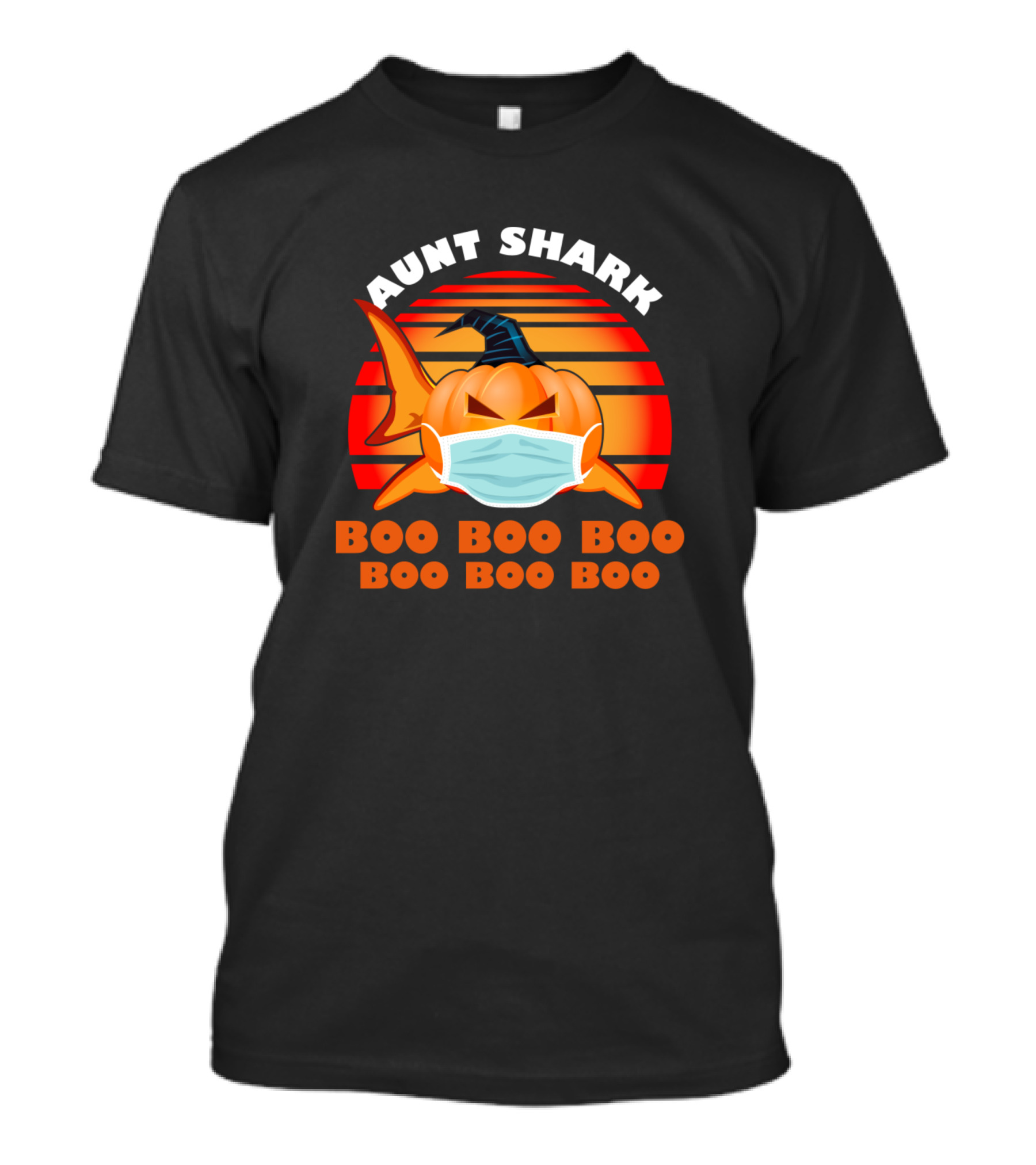 Aunt Shark Boo Boo Boo Boo Boo Boo Pumpkin Mask Halloween T-Shirt