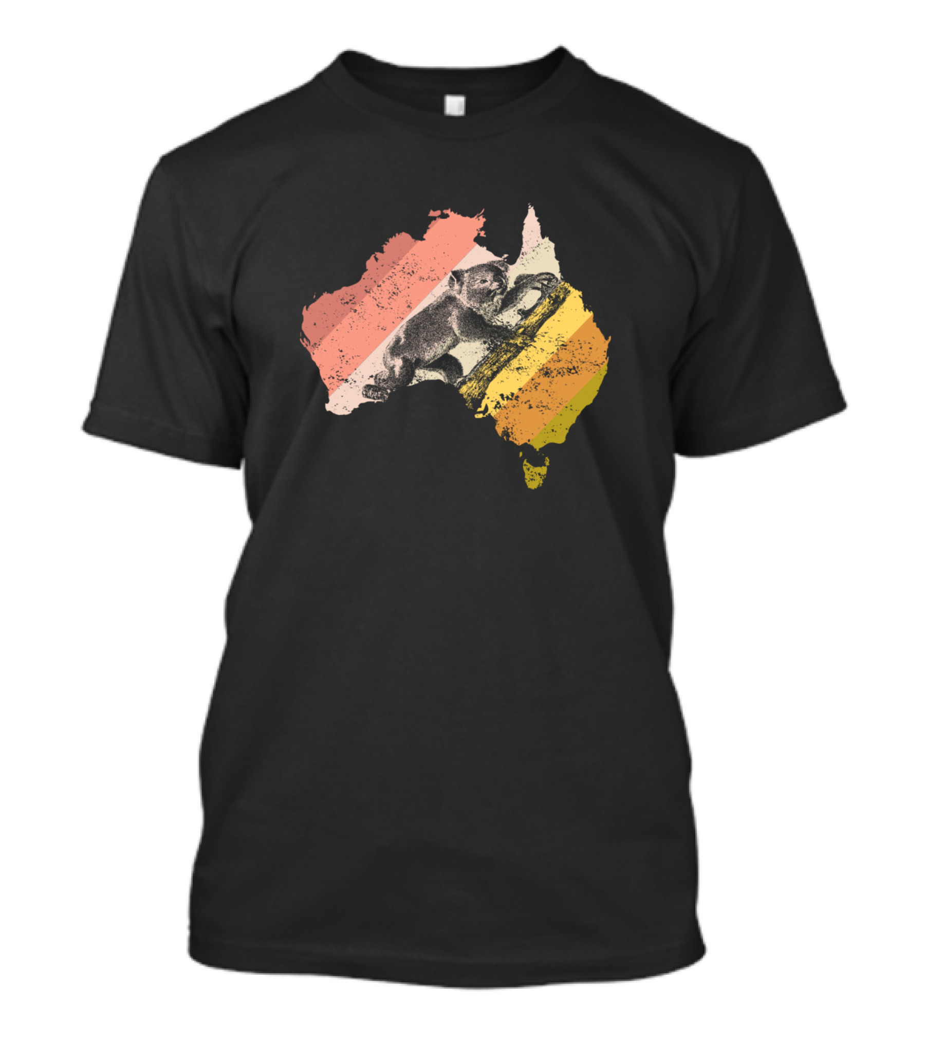 Australia Map Koala Bear Retro Travel Vintage Stripes T-Shirt