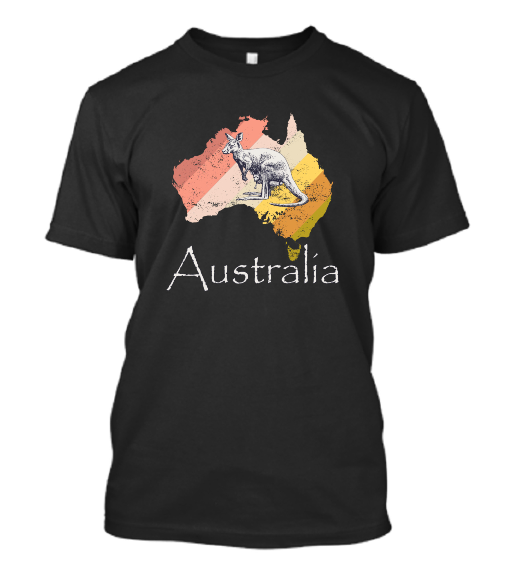 Australia Kangaroo Vintage Travel Map T-Shirt