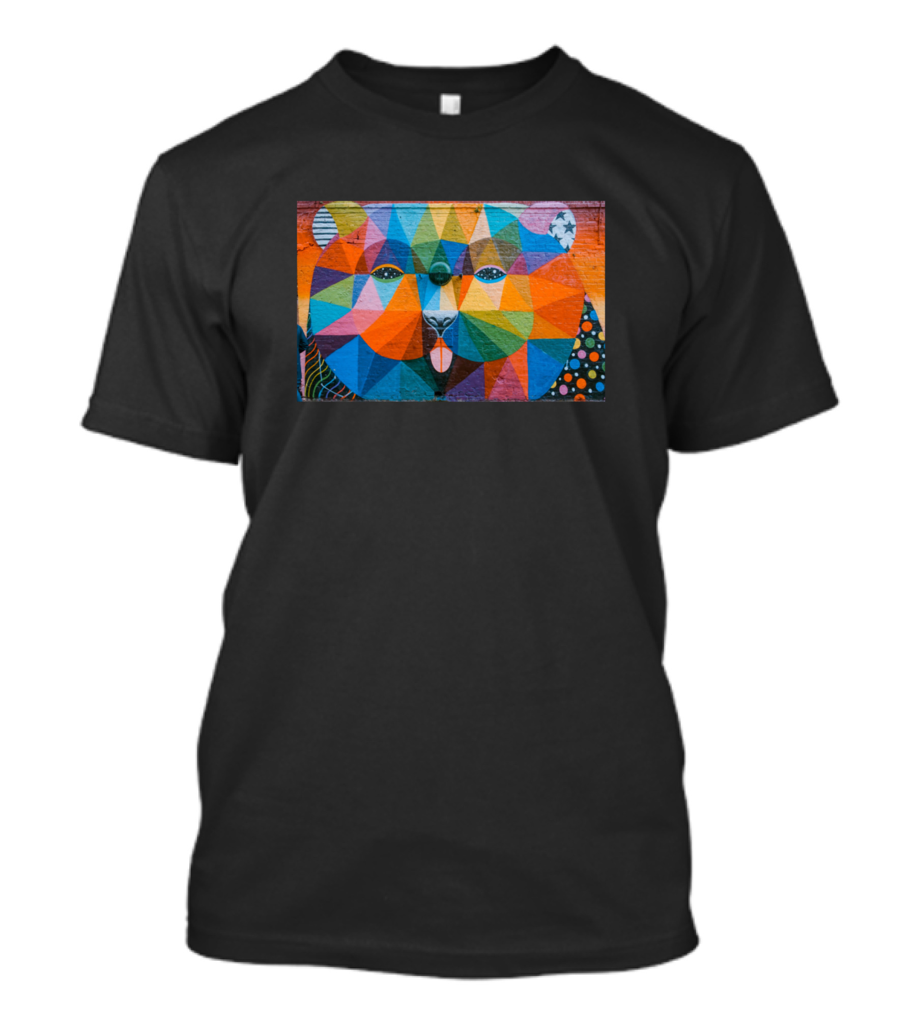 Bear Graffiti Geometric Multicolor Urban Street T-Shirt