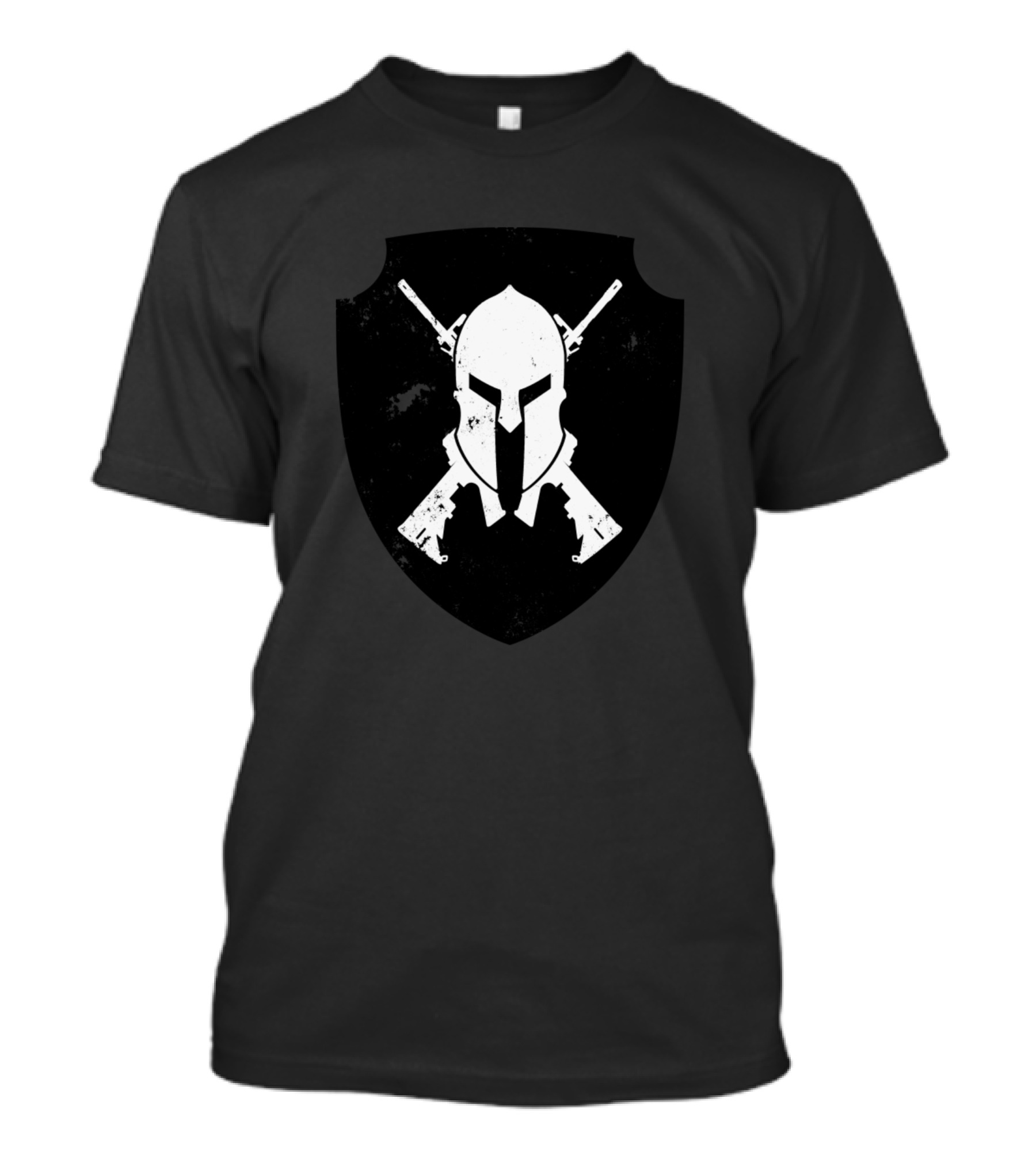 Spartan Helmet Shield With Crossed Guns T-Shirt