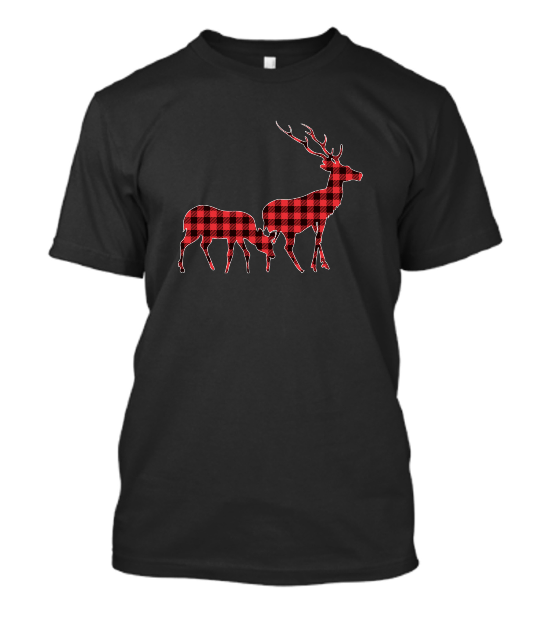 Buffalo Plaid Christmas Reindeer T-Shirt
