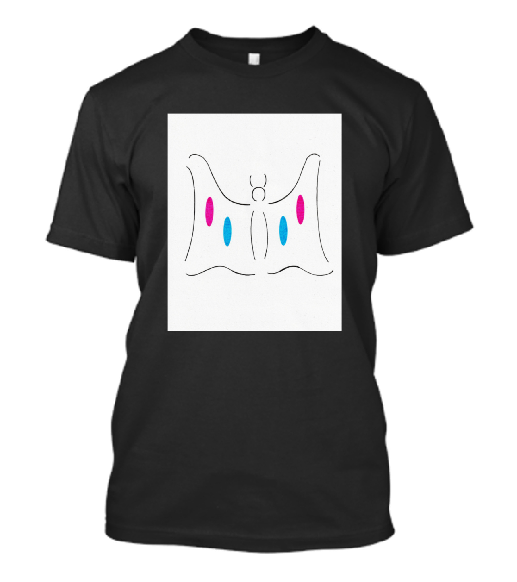 Butterfly Minimalist Line Art With Pink And Blue Accents T-Shirt