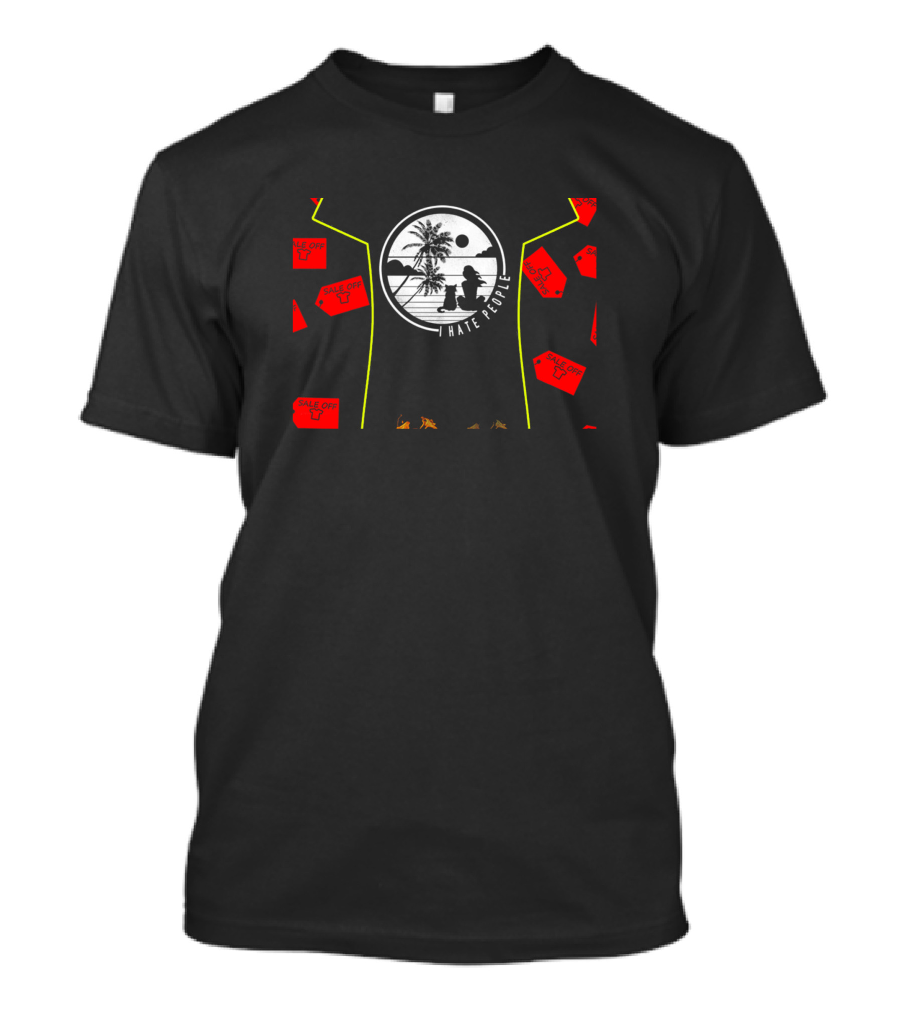 Cat I Hate People Beach Silhouette Sale Off T-Shirt