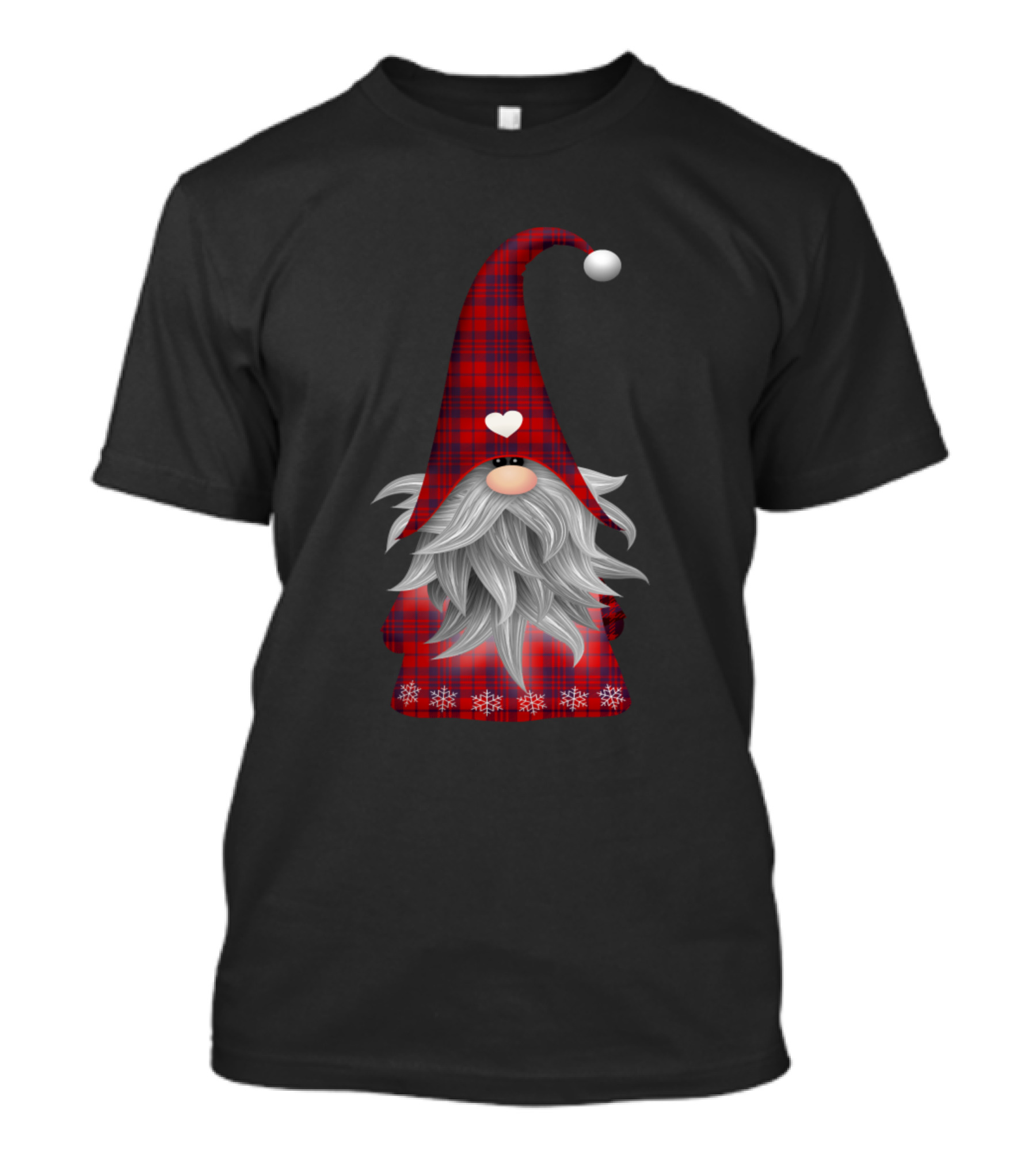 Christmas Elf Gnome Red Plaid Hat Snowflake T-Shirt