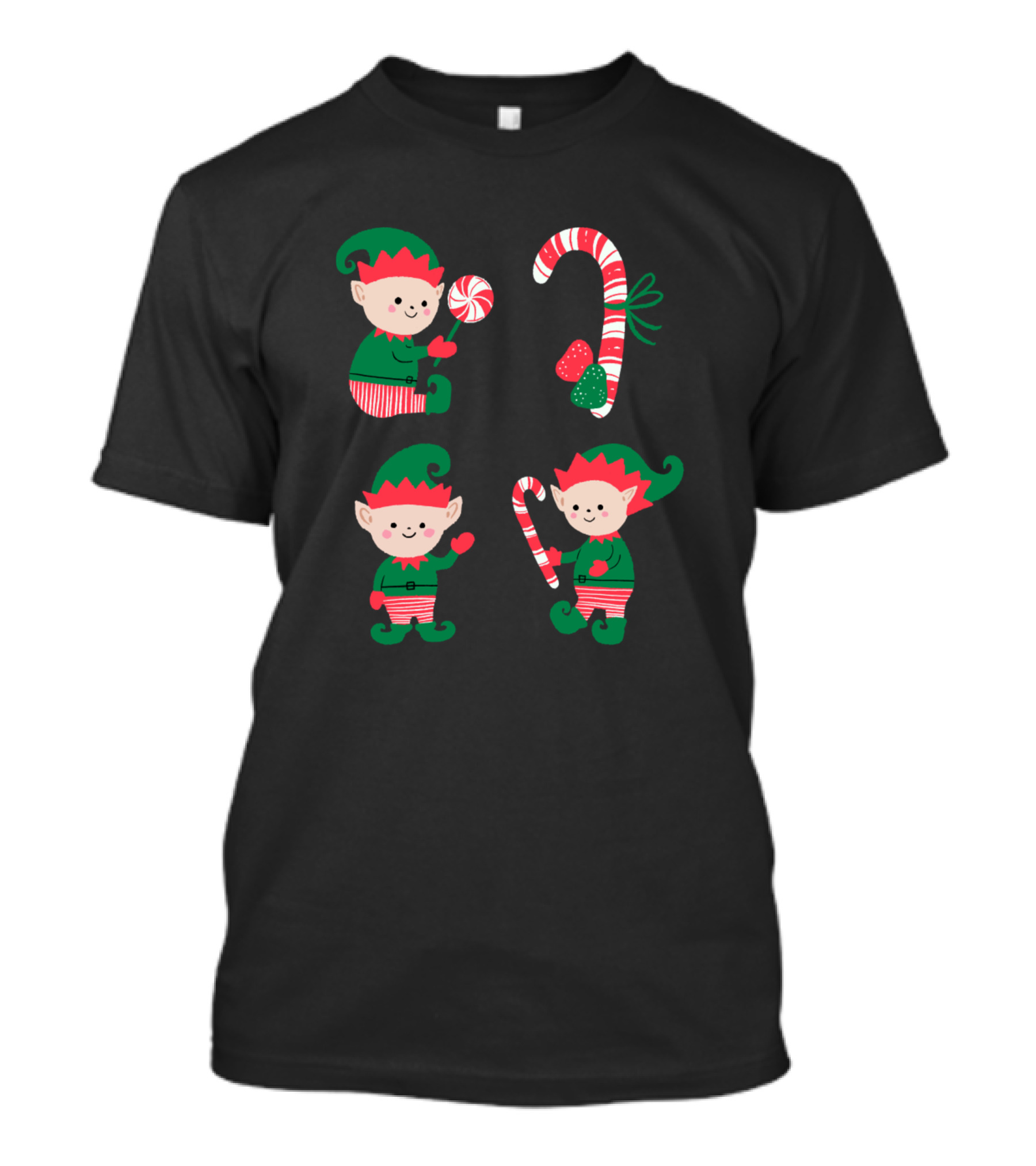 Christmas Elf Candy Cane Duo With Peppermint And Lollipop T-Shirt