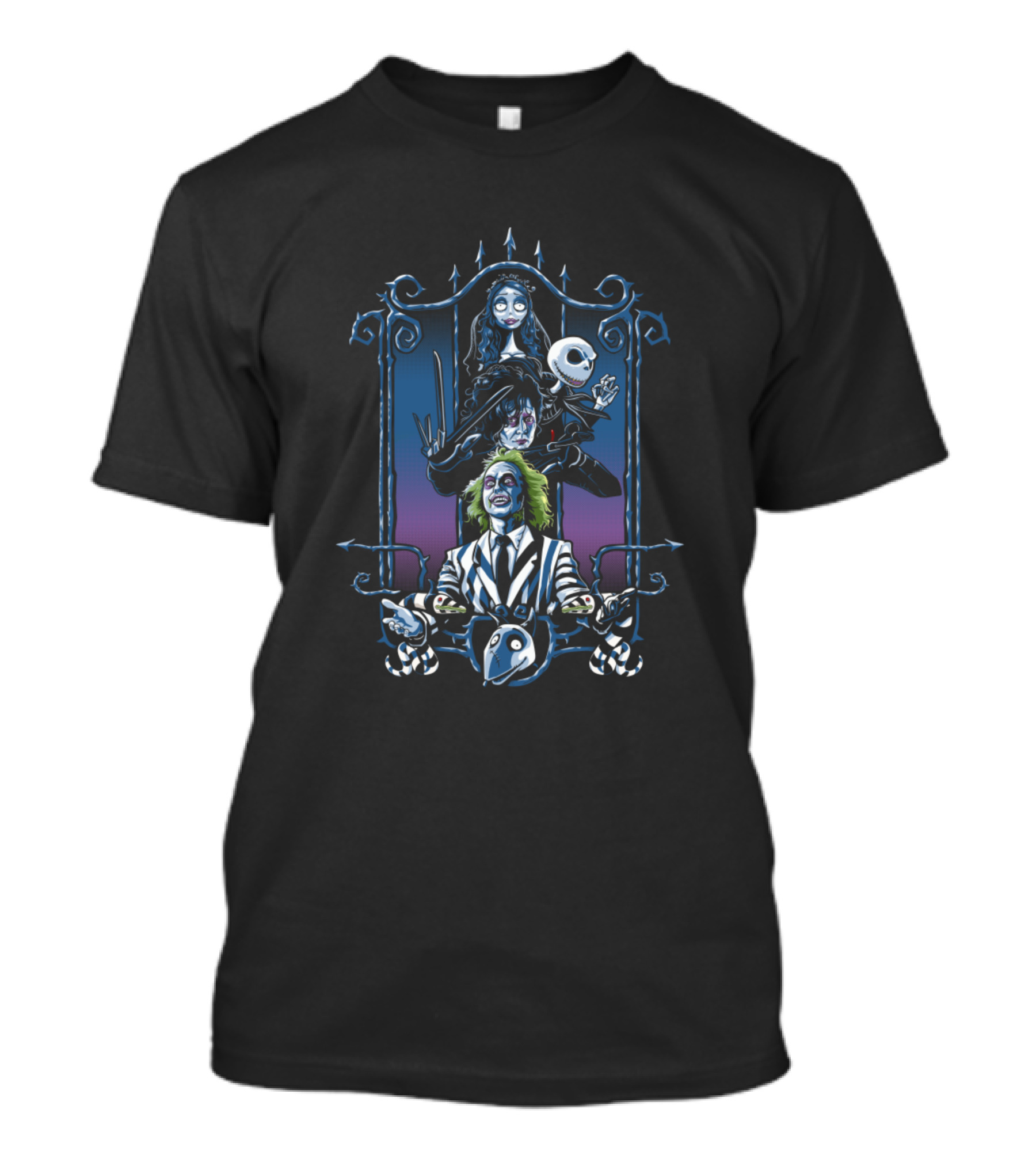 Enter The Burtons Featuring Beetlejuice, Edward Scissorhands, Jack Skellington, And Corpse Bride T-Shirt