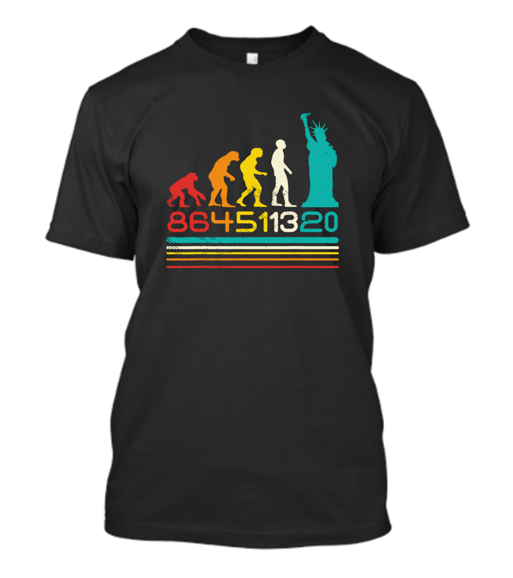 864511320 Evolution With Statue Of Liberty T-Shirt