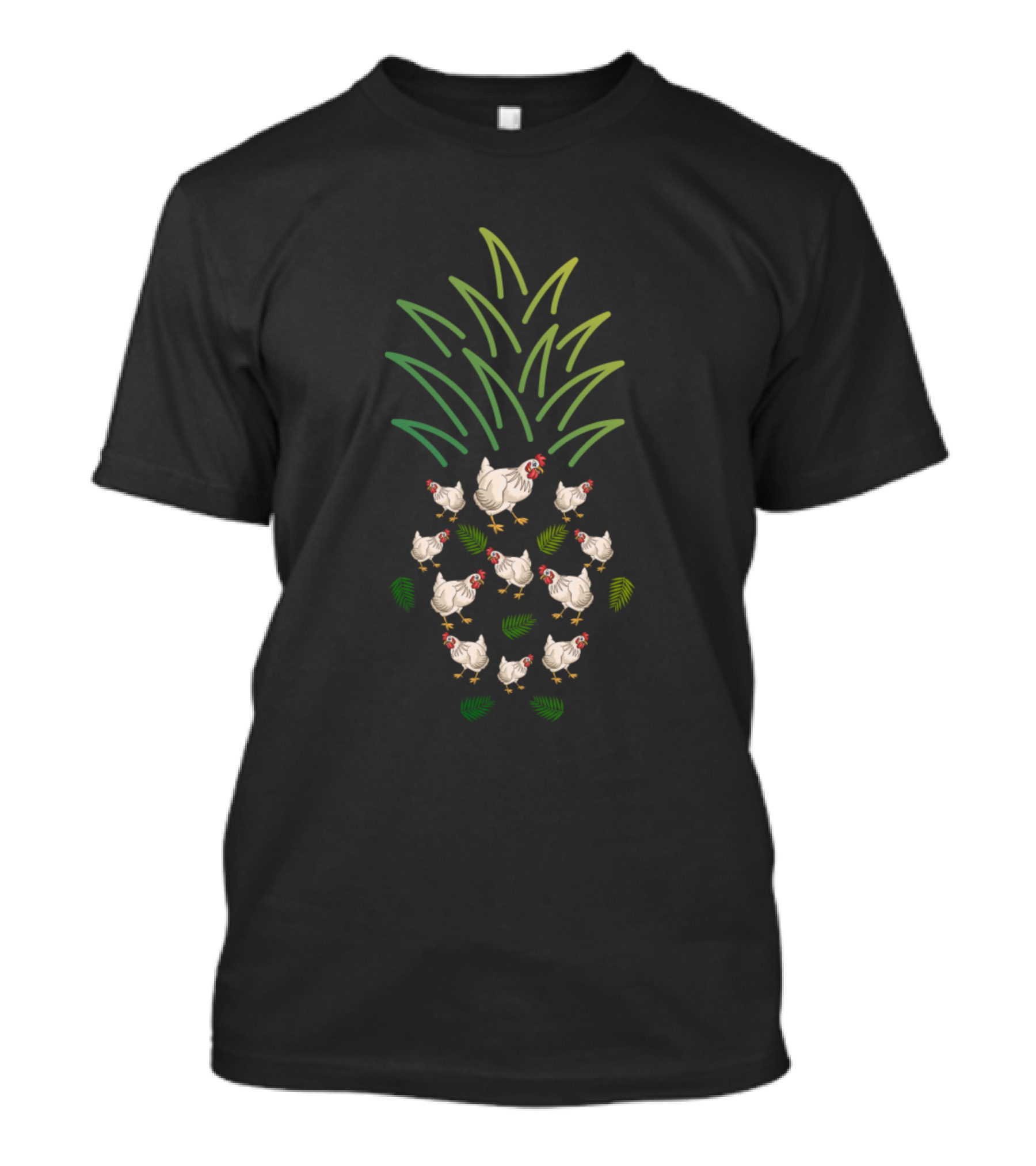 Farmer Pineapple Chicken Filling With Chickens And Leafy Green Crown T-Shirt