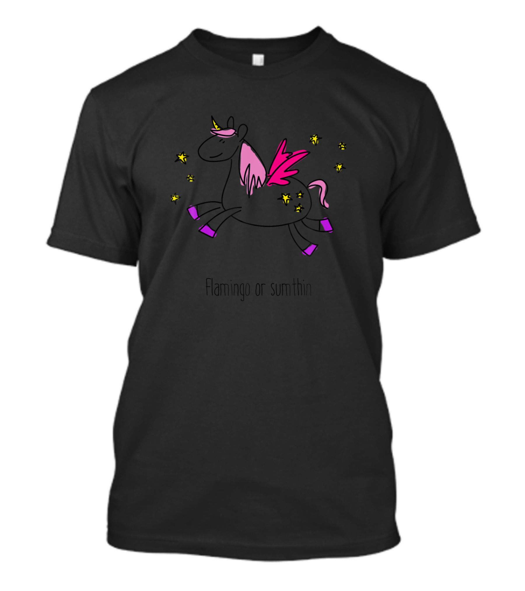 Flamingo Or Sumthin Pink Flying Unicorn T-Shirt