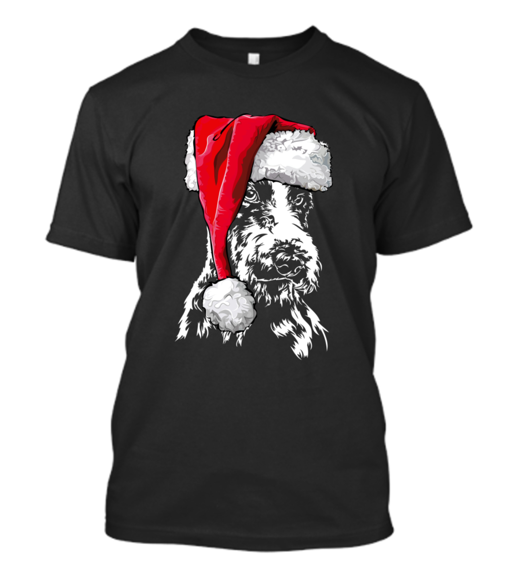 Fox Terrier With Santa Hat Christmas Dog T-Shirt