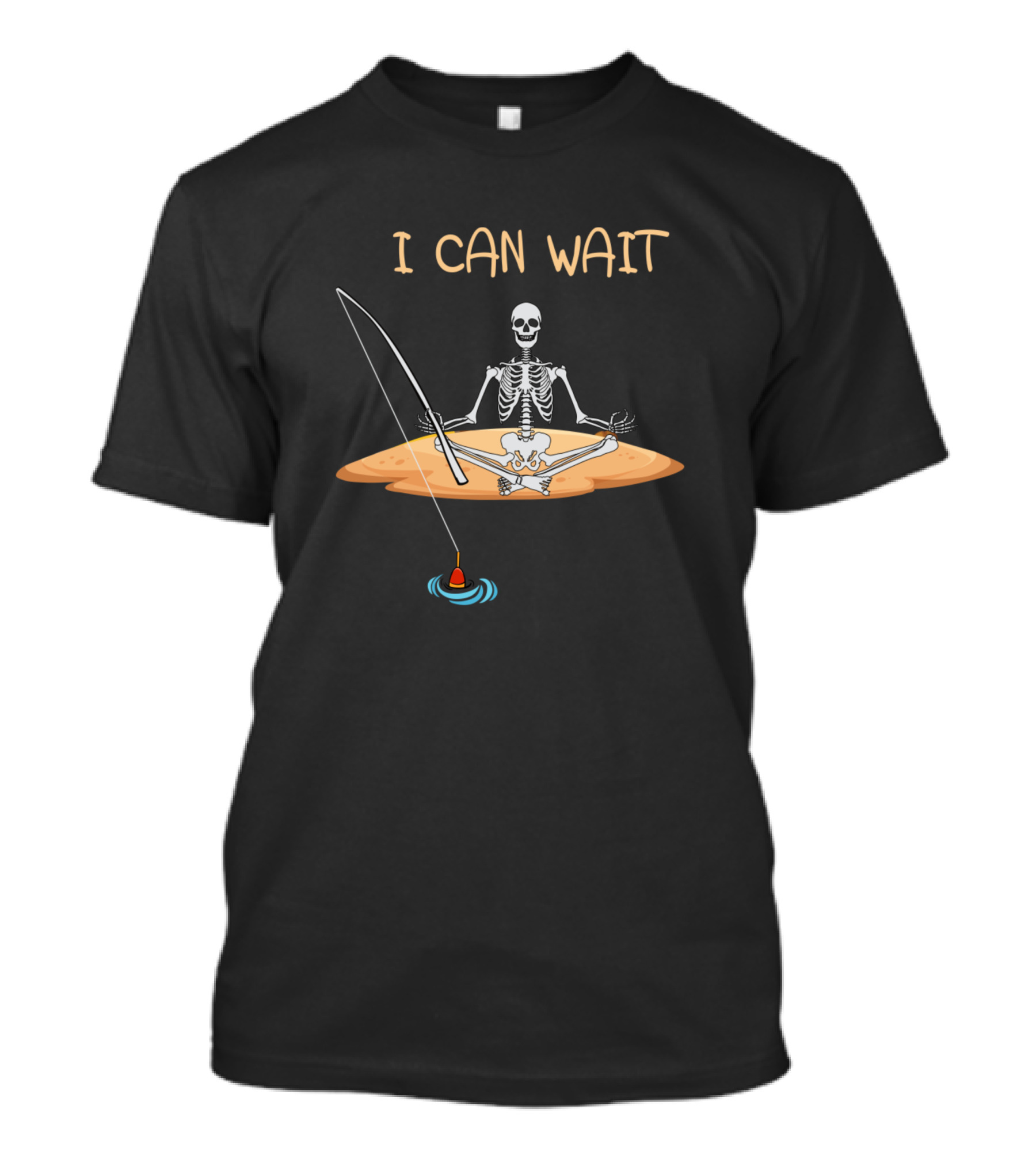 Funny Skeleton Fishing I Can Wait T-Shirt