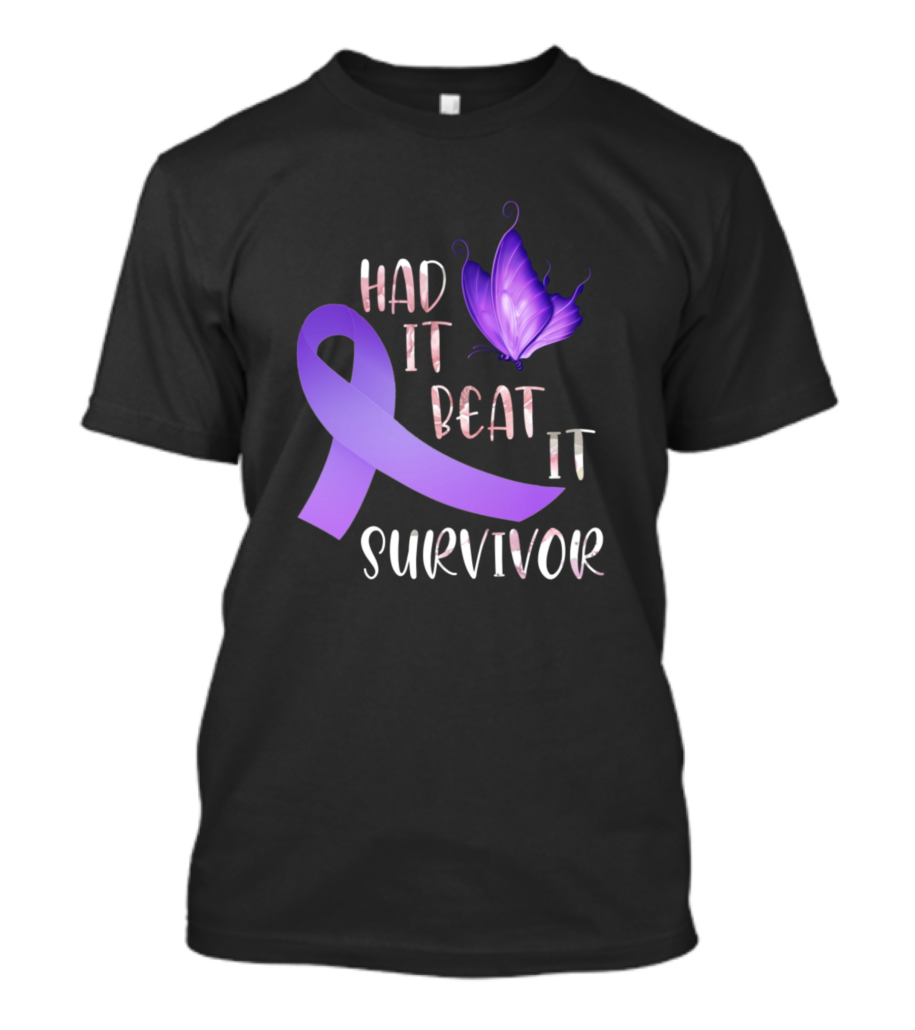 Had It Beat It Survivor Cancer Awareness Purple Ribbon Butterfly T-Shirt