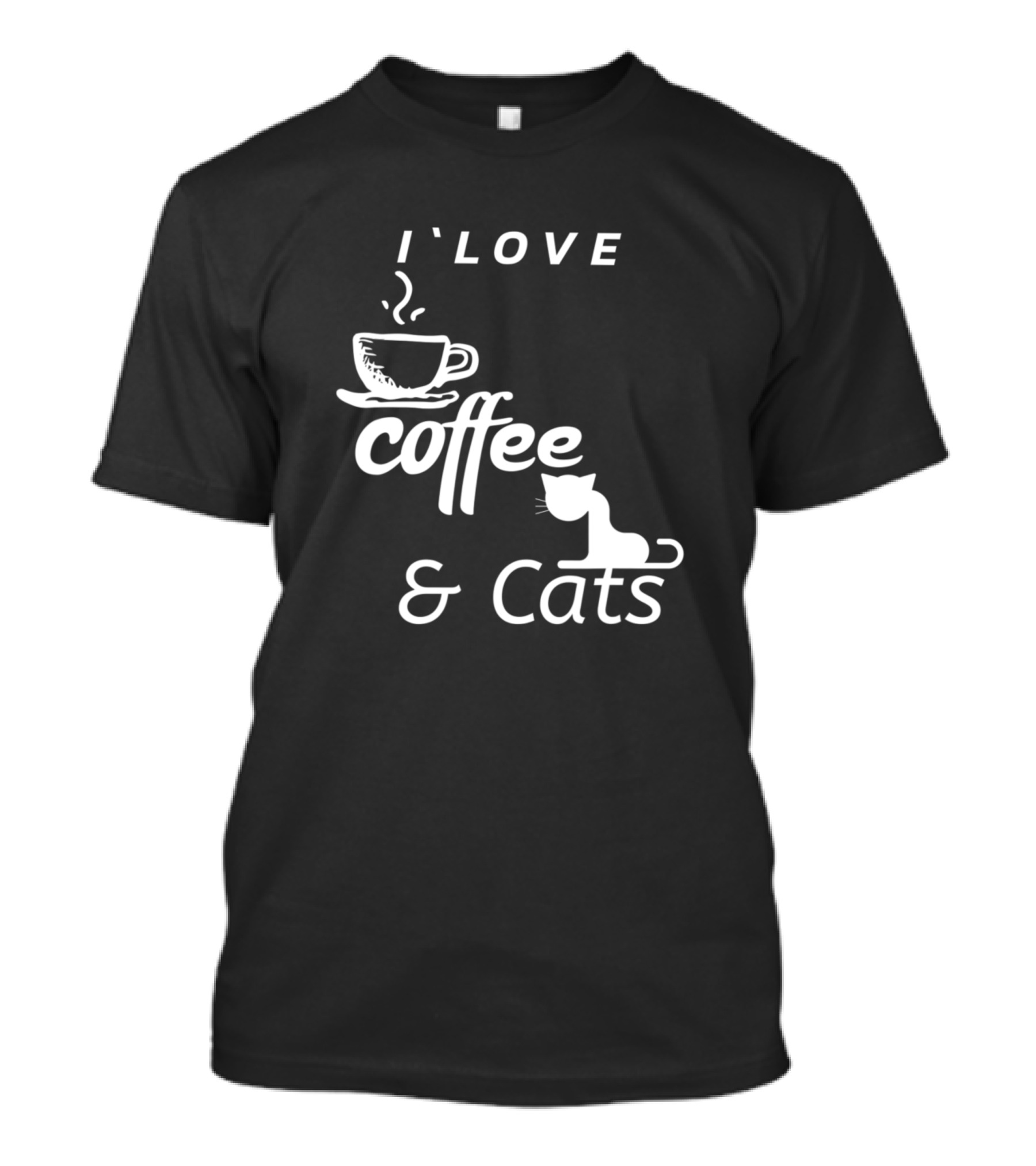 I Love Coffee And Cats Coffee Cup And Cat Lover T-Shirt