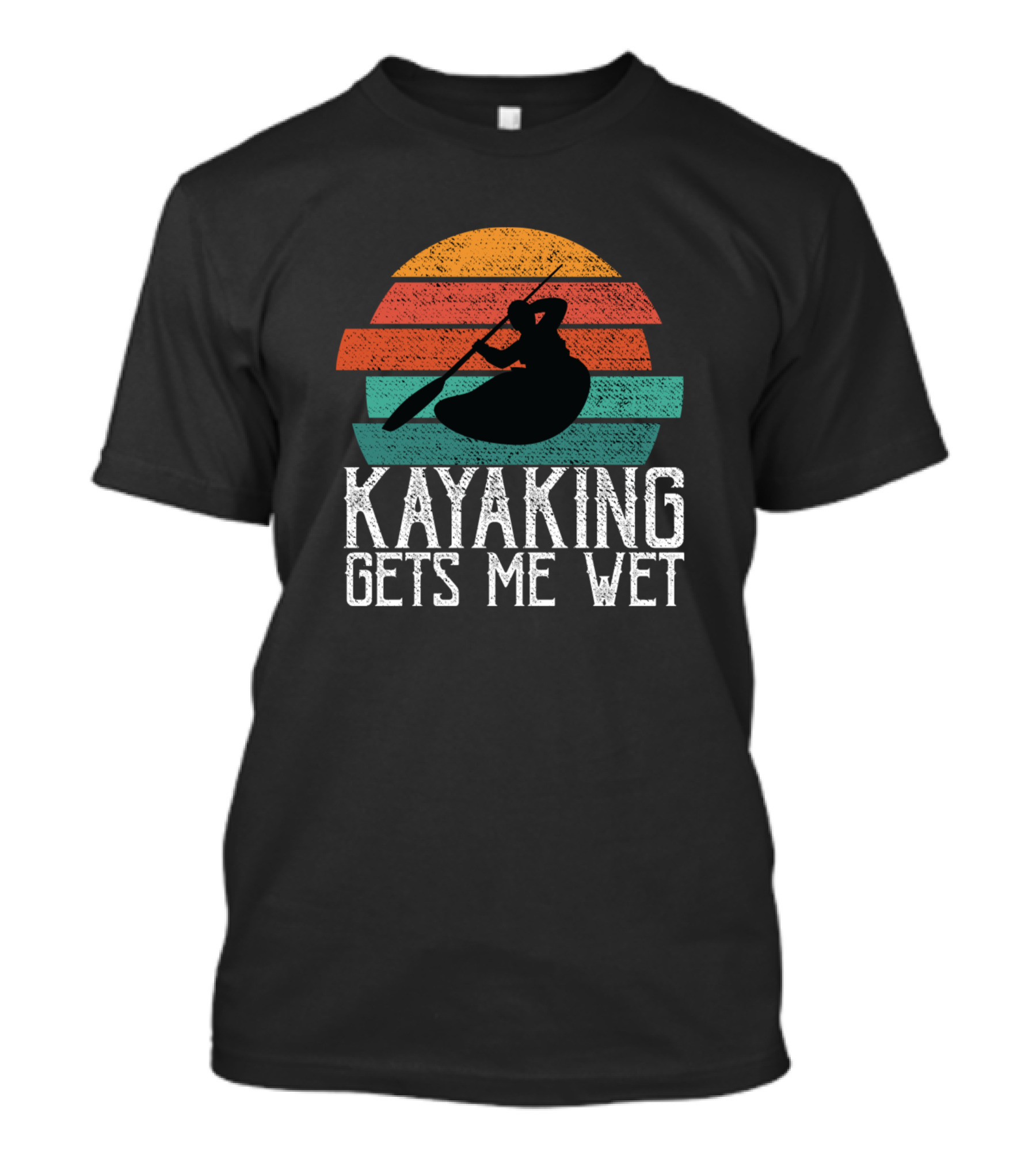 Kayaking Gets Me Wet Vintage Sunset Paddling T-Shirt