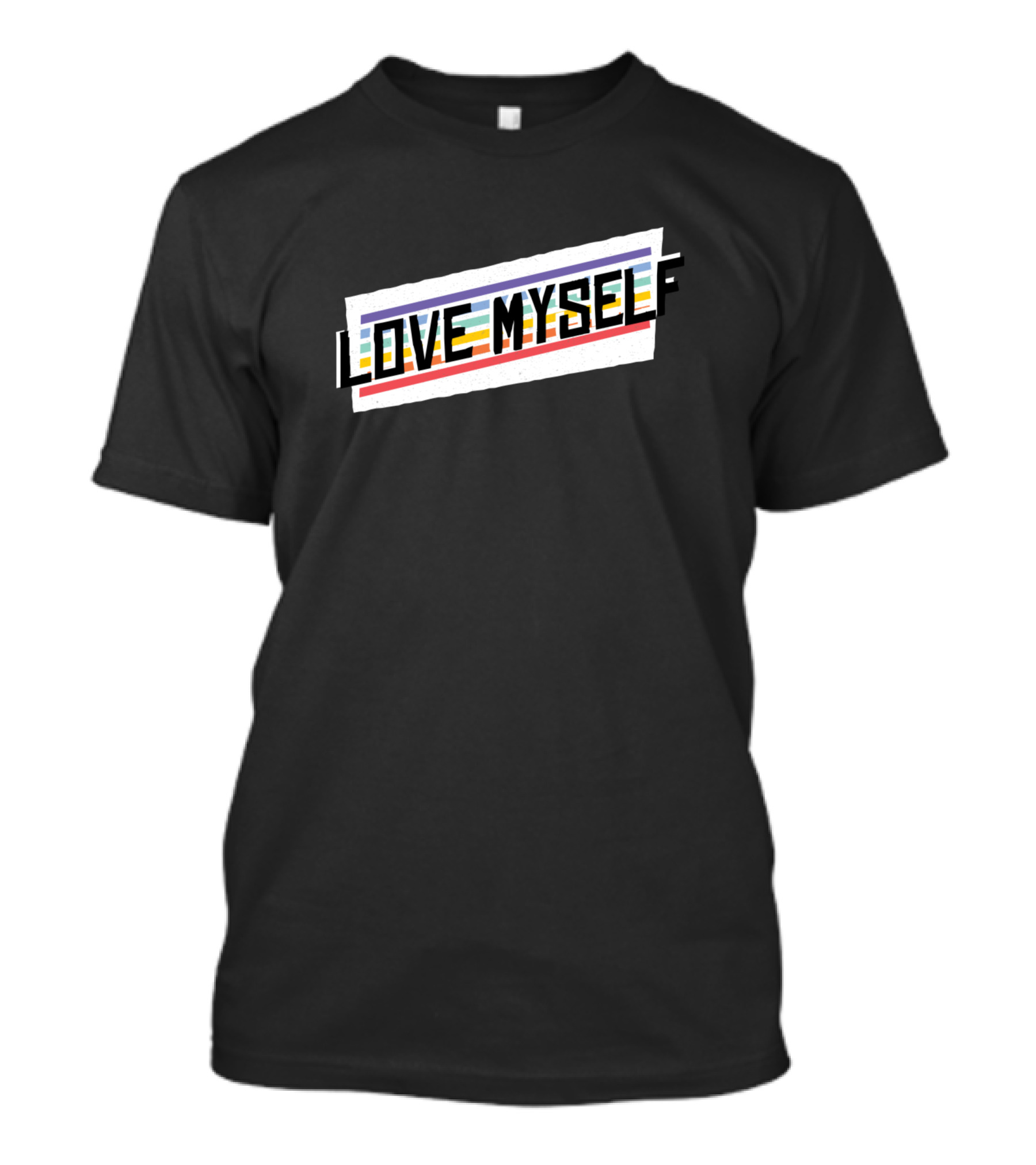 Love Myself Retro Striped Typography T-Shirt