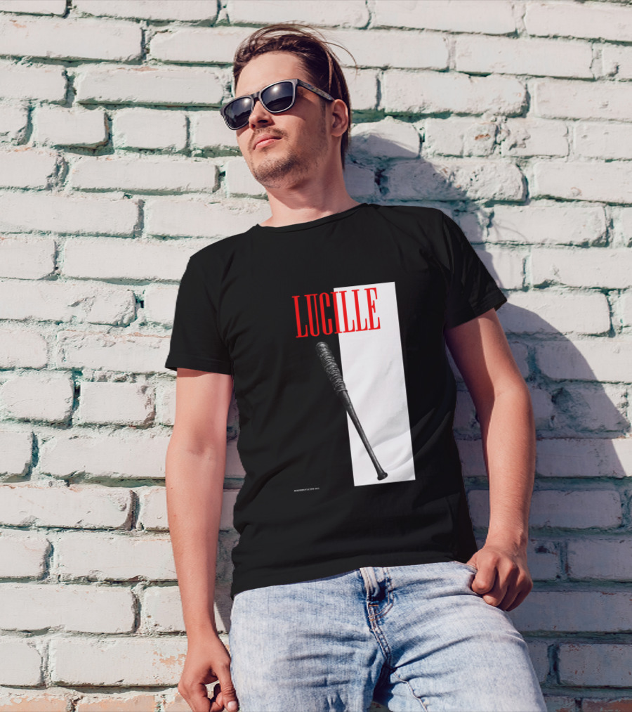 LUCILLE Negan Bat Icon With Black And White Split Background T-Shirt