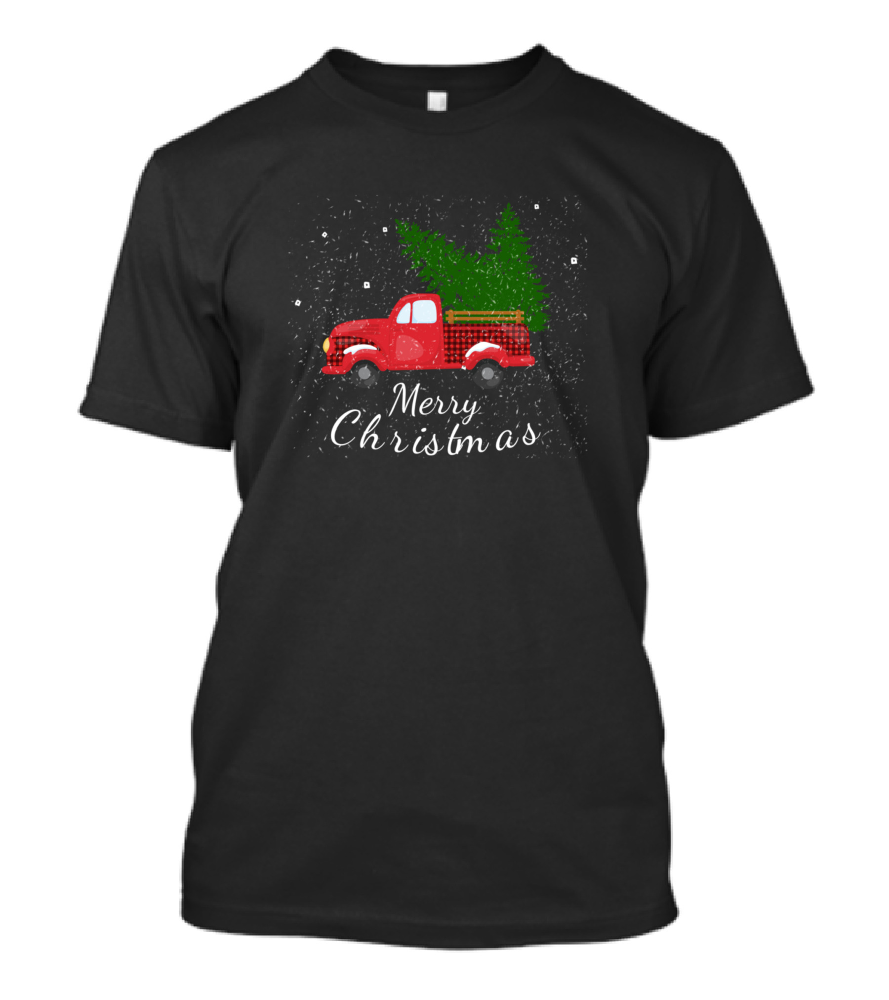 Merry Christmas Red Truck With Tree In Snow T-Shirt