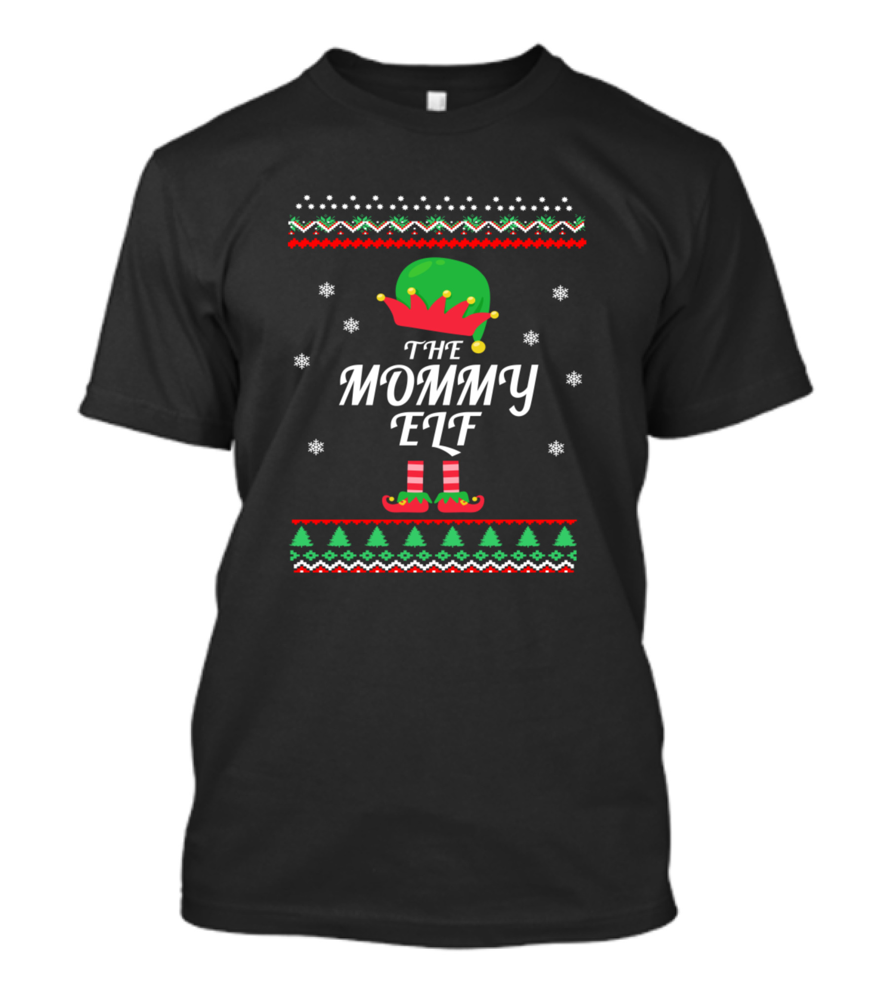 THE MOMMY ELF Christmas Snowflakes Ugly T-Shirt