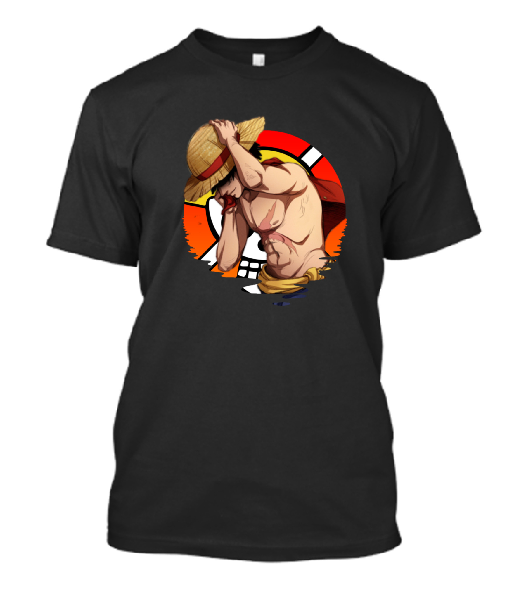 Monkey D Luffy Straw Hat Skull One Piece Anime Character T-Shirt