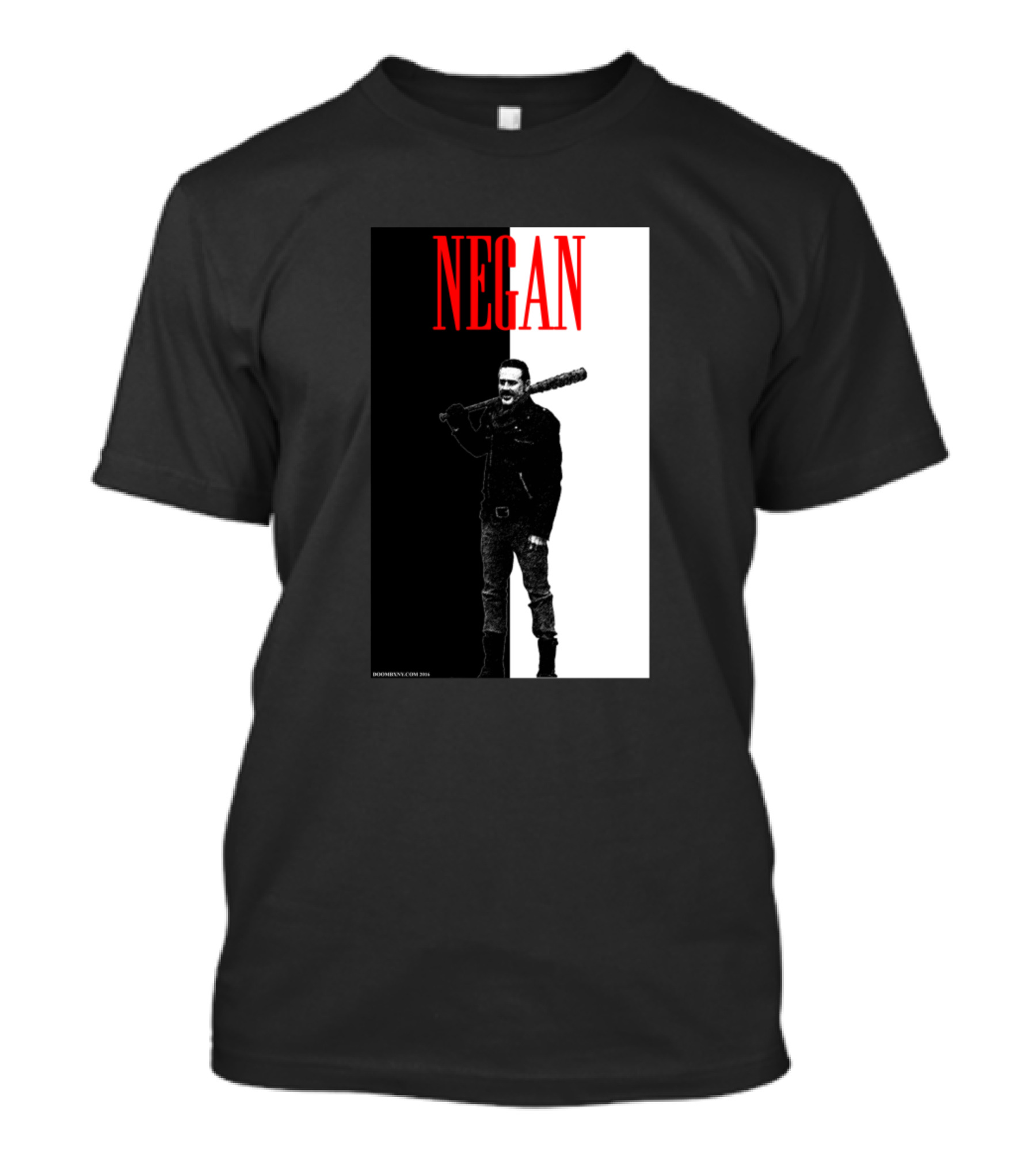 NEGAN Walking Dead Character Poster Black And White With Bat T-Shirt