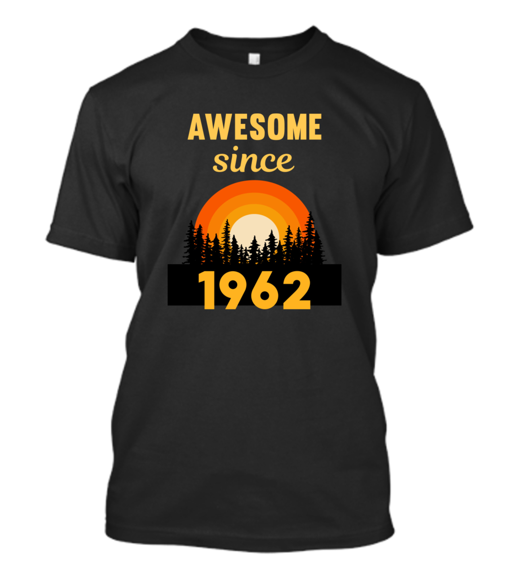 Awesome Since 1962 Orange Sunset Forest T-Shirt