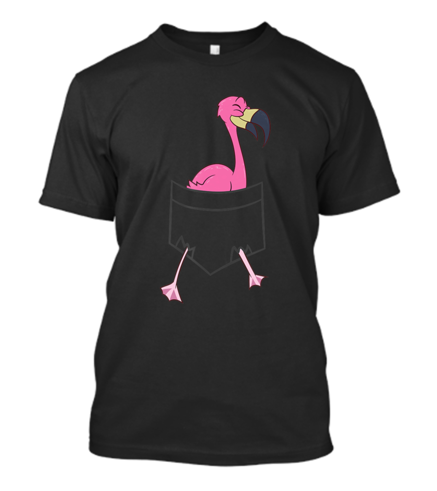 Pink Flamingo In Pocket Fla Comical Charm T-Shirt