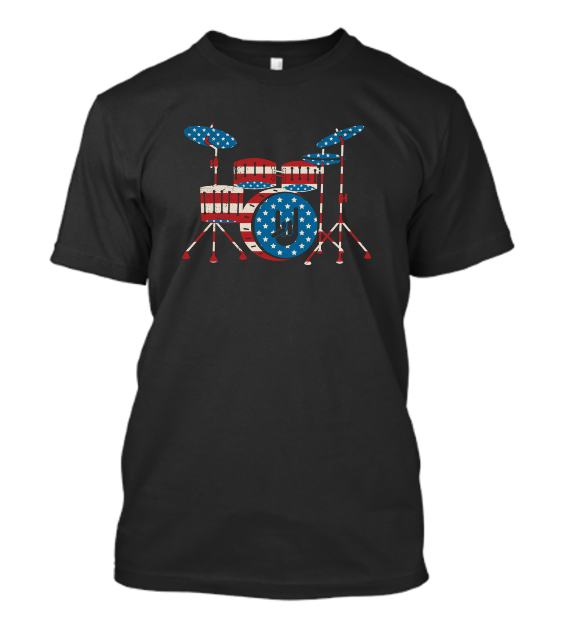 Patriotic USA Flag Drummer Drum Kit 4th Of July T-Shirt