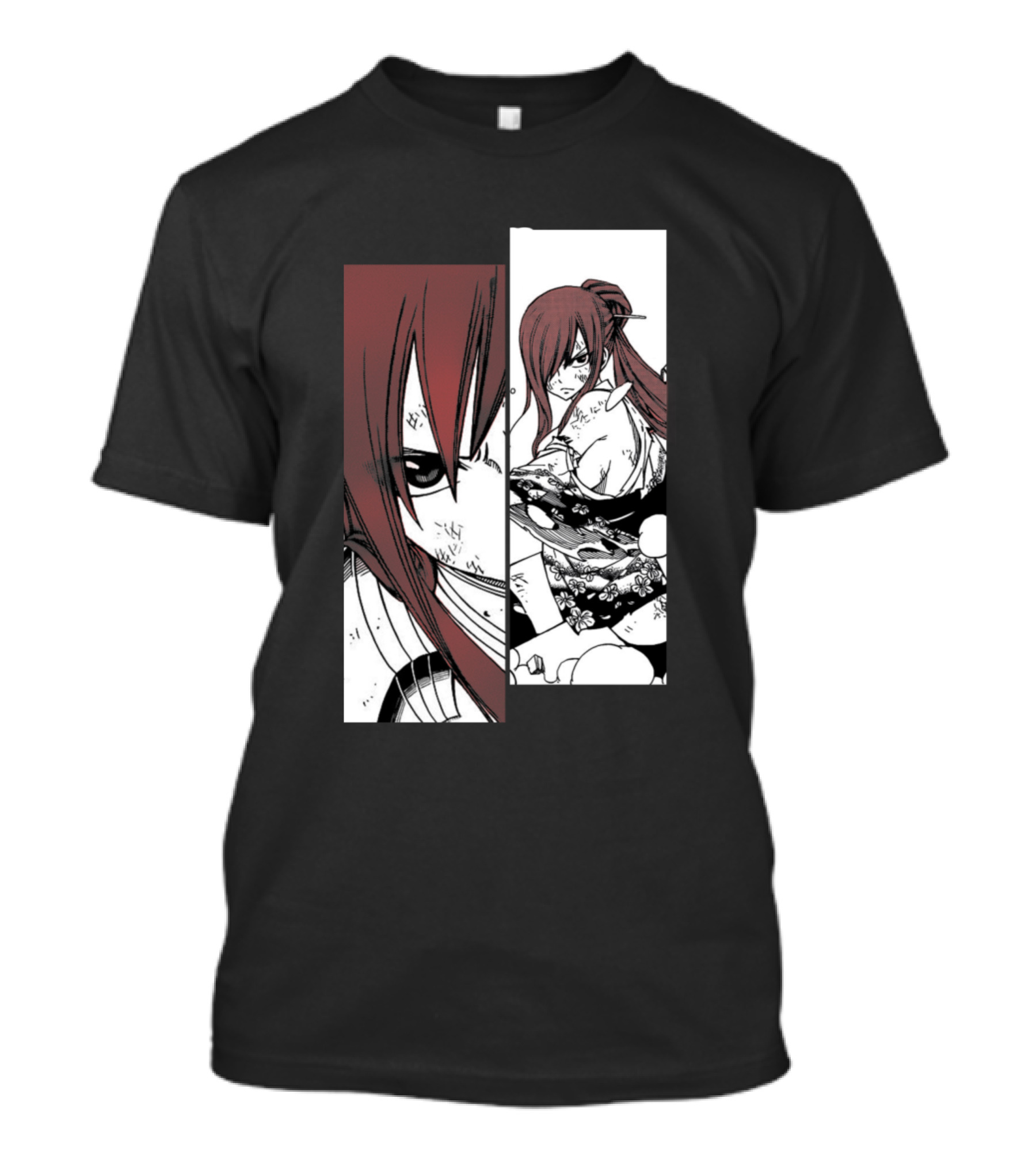 Erza Scarlet Manga Panels Dual Sword Stance T-Shirt