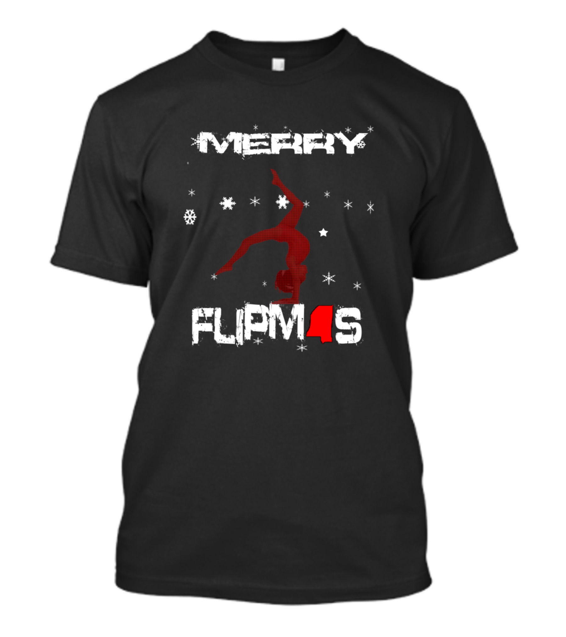 Merry Flipmas Christmas Gymnastics Snowflakes And Handstand T-Shirt