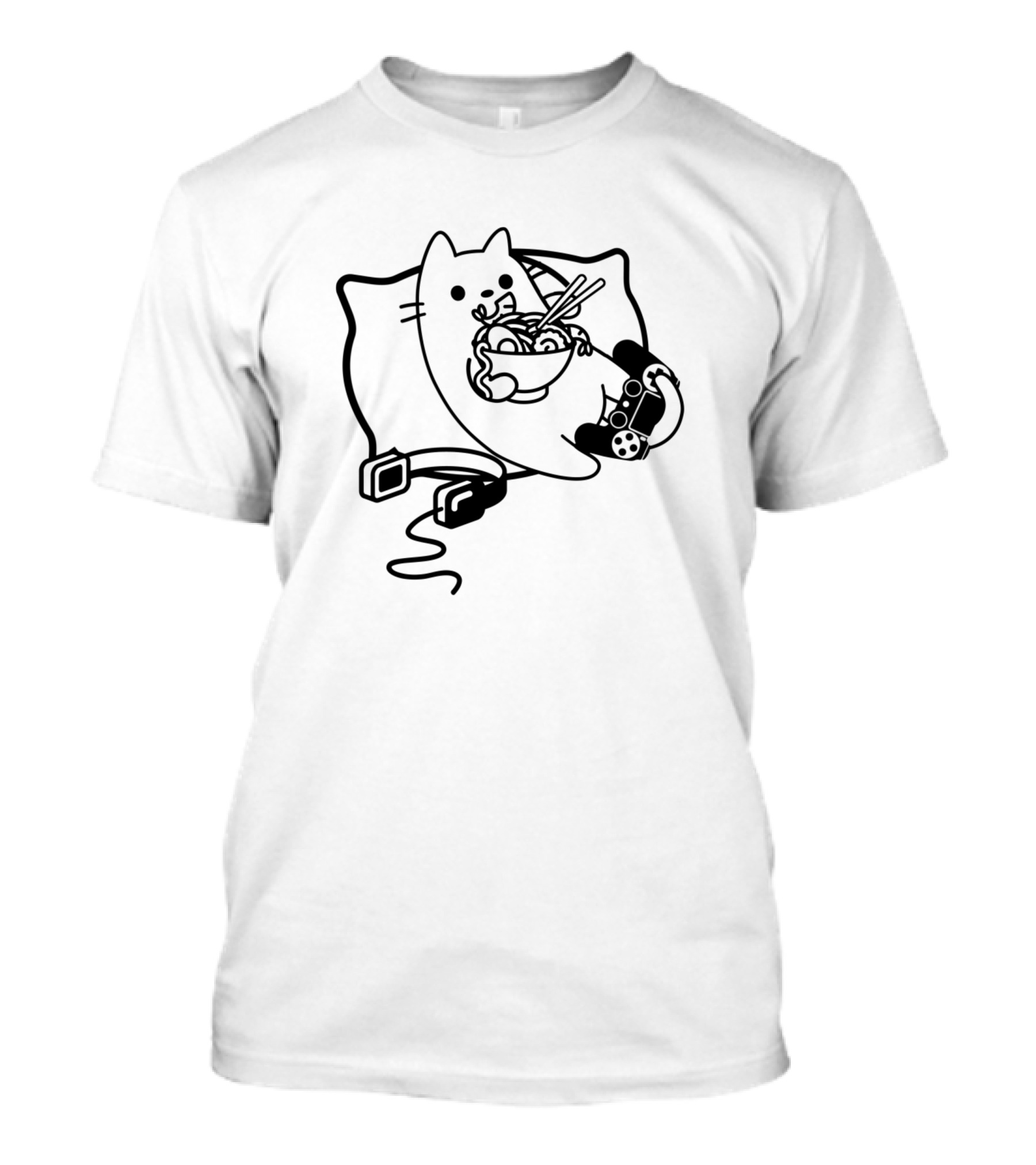 Gamer Cat Loading Ramen Game Paused T-Shirt