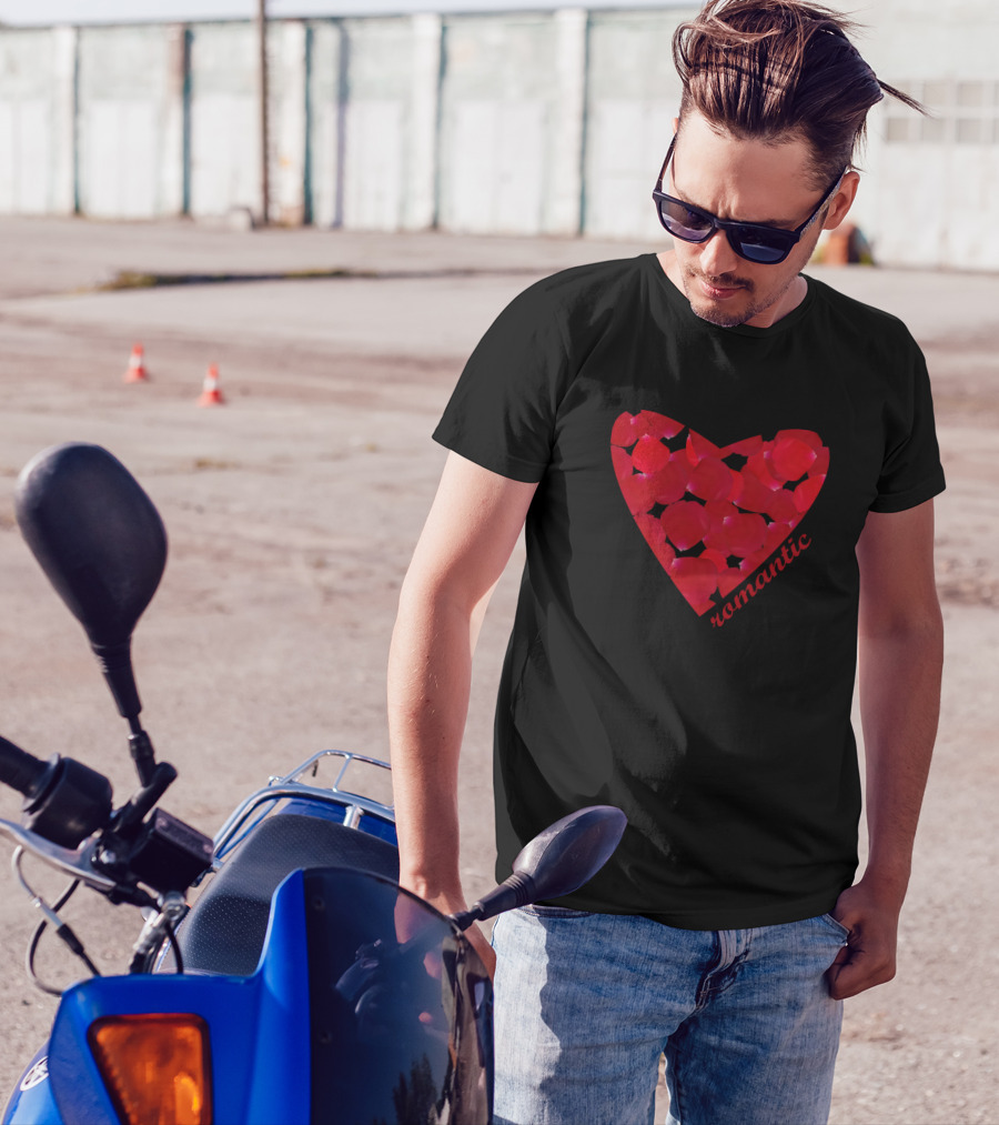 Romantic Heart Shape Rose Petals T-Shirt