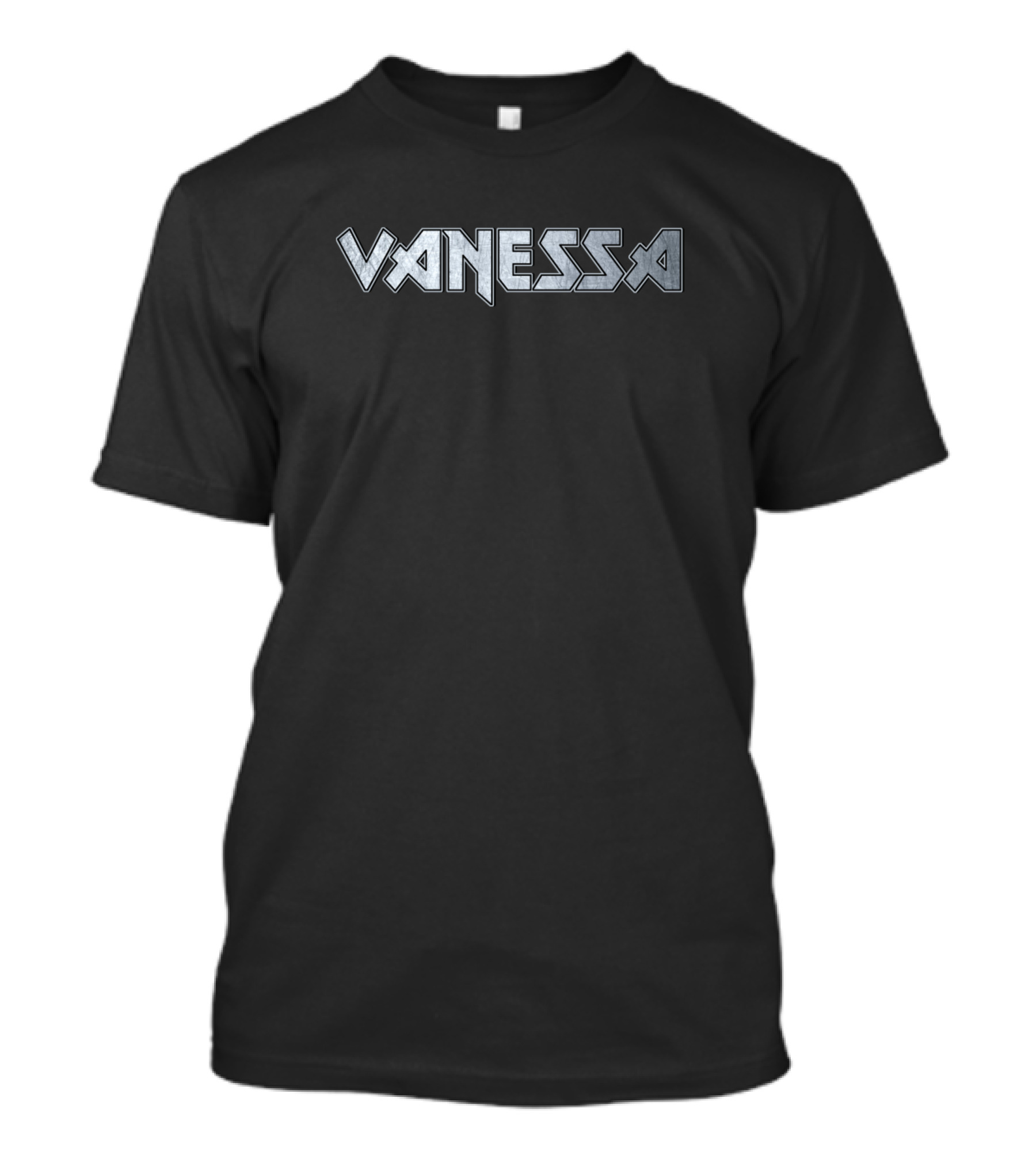 Vanessa Heavy Metal Iron Styled Text T-Shirt