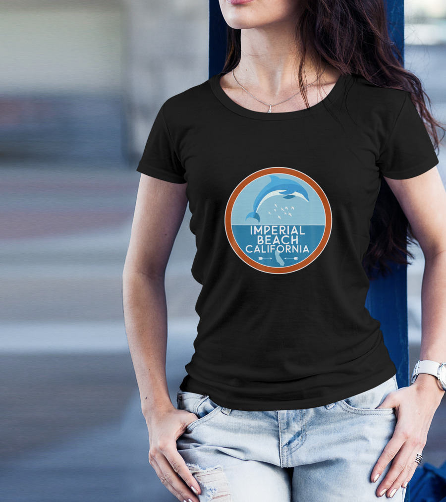 Imperial Beach California Pacific Ocean Dolphin Circle T-Shirt
